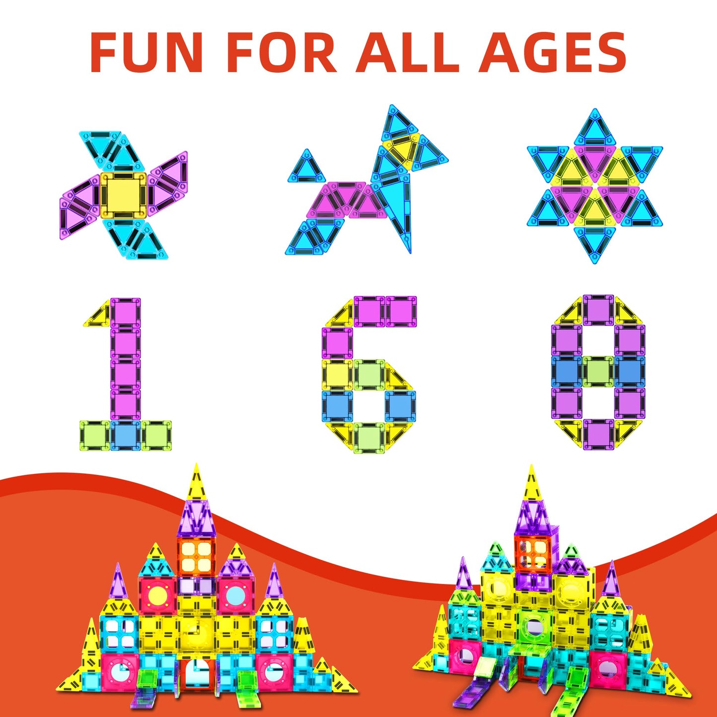 Ronqs 250 PCS Magnetic Tiles for Kids Magnetic Blocks for Kids with Christmas Theme Magnetic Building Blocks Set 3D SETM Educational Toddler Toys