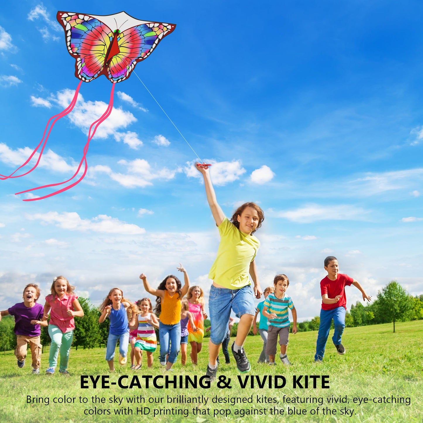 Butterfly Kite For Kids 4-8 8-12, Kid Kites Easy To Fly, Colorful Kite For Adults & Beginners, Beach Park Outdoor Activities, Ea