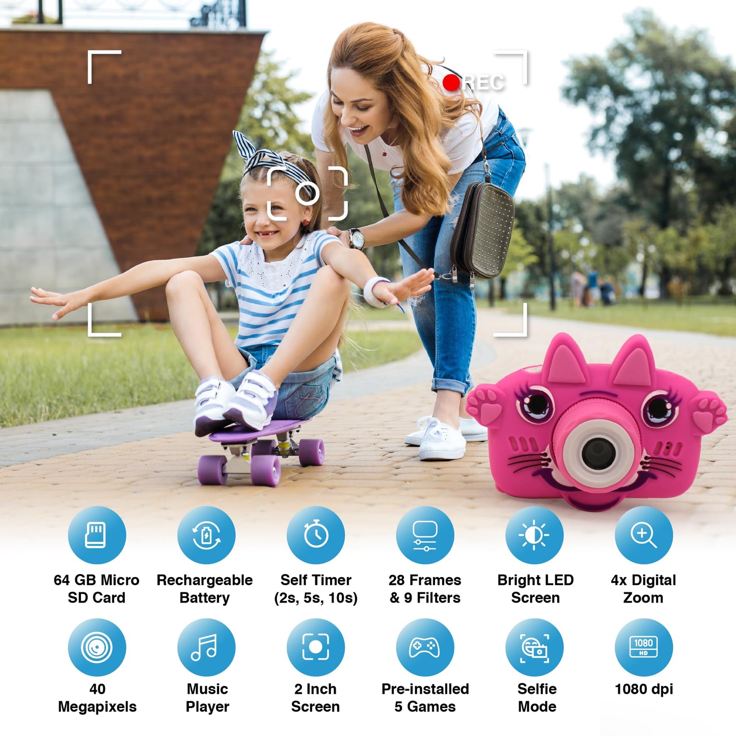 Gkidz Kids Camera For Boys & Girls Toy Camera Age 3-12 Years Old Young Photographers With 64Gb Sd Card, Hanging Belt & Durable Silicone Case Ideal Gift For Kids | Camera For Kids | Toddler Camera