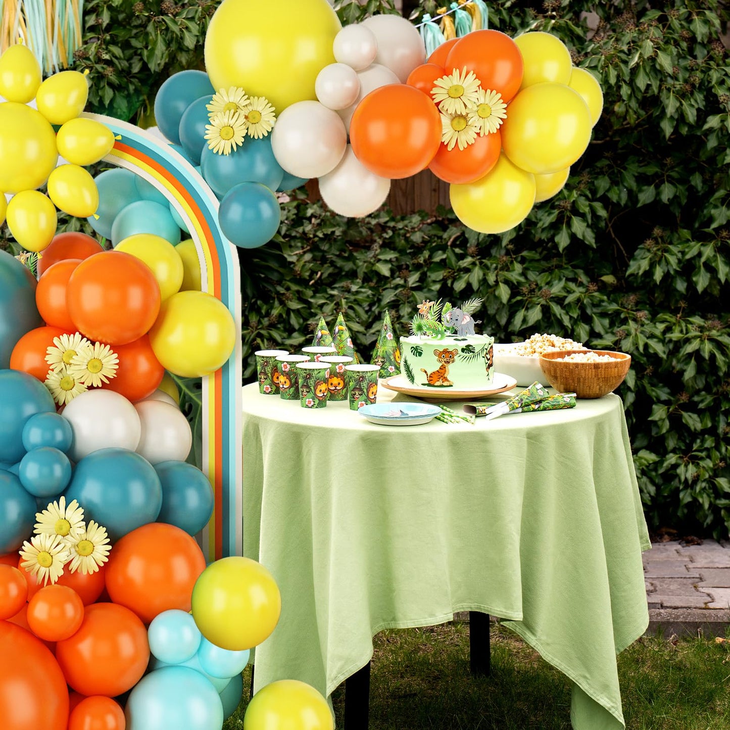 FunHot Here Comes The Son Balloon Arch Kit - Blue, Yellow, Orange Latex Balloons, Model B188-29E, Perfect for Boy Birthday & Baby Shower Decorations