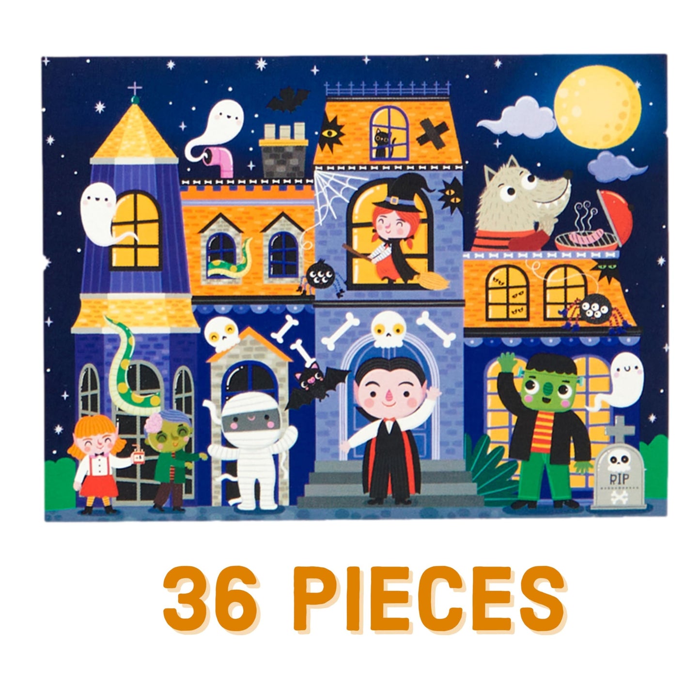 Mudpuppy Spooky House - 36 Piece Jigsaw Puzzle to Go Featuring an Adorable Haunted House with Spooky Friends Perfect for Travel