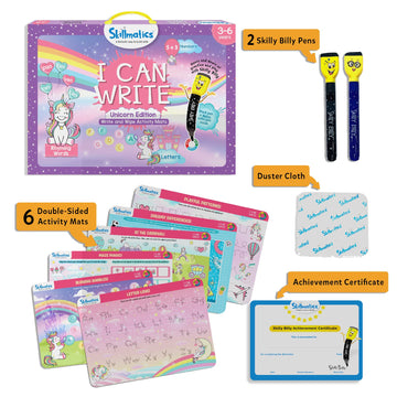 Skillmatics Educational Toy - I Can Write Unicorns, Preschool & Kindergarten Learning Activity For Kids, Toddlers, Supplies For Classroom, Gifts For Girls & Boys Ages 3, 4, 5, 6