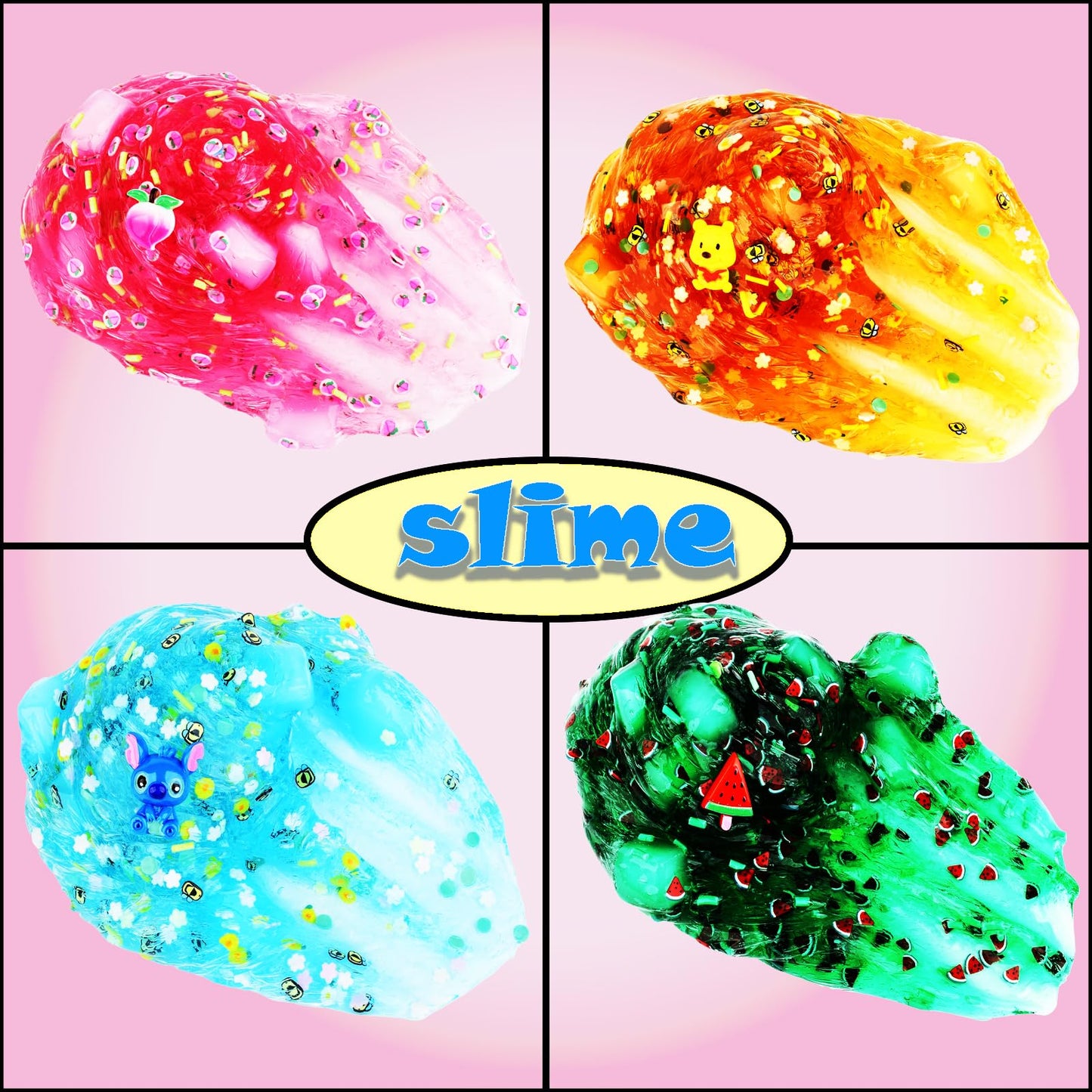 4 Packs Of Jelly Cube Crystal Slime Kit, Pre-Made Crisp Glue Boba Slime Party Gifts For Girls And Boys, Diy Kids Shimmer Clear S