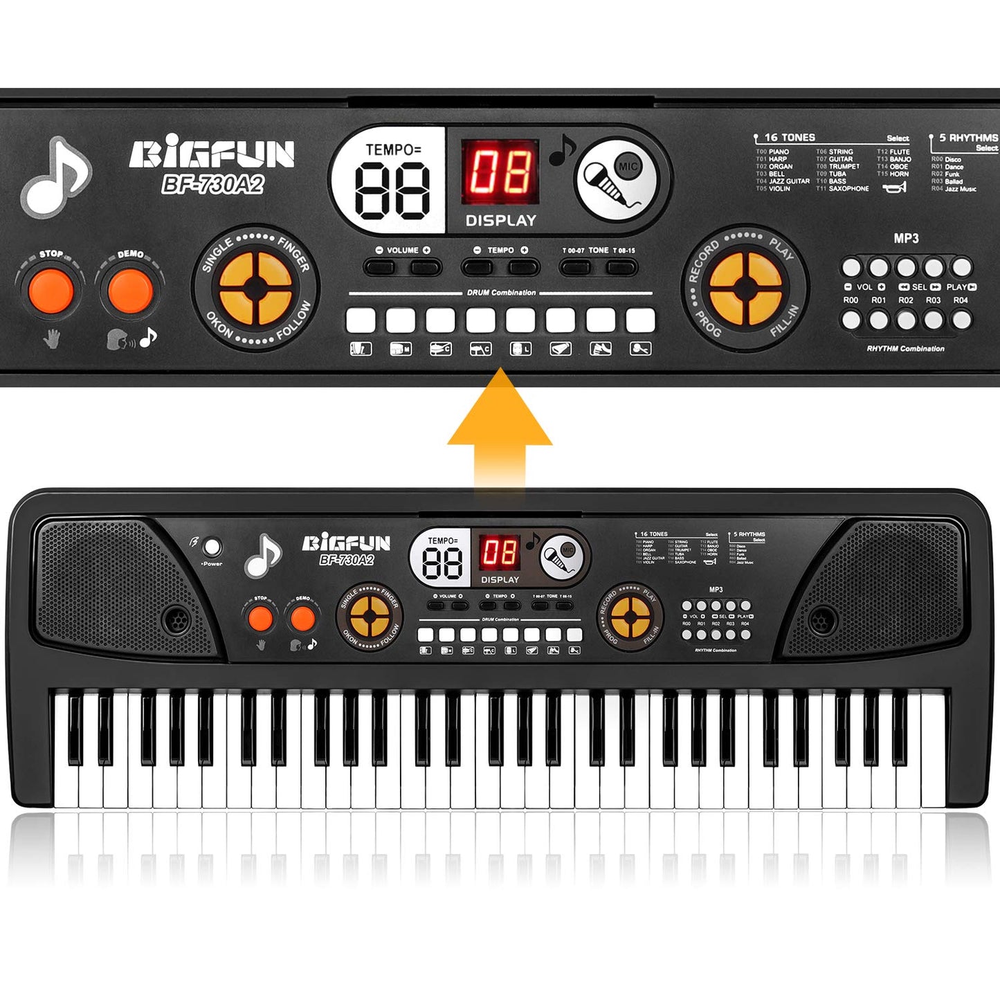 M Sanmersen Piano For Kids With Microphone, Kids Piano Keyboard For Beginners Portable Electronic Keyboard With Mp3 Function/ Led Display 61 Keys Musical Piano Toys For Boys Girls Ages 3-12