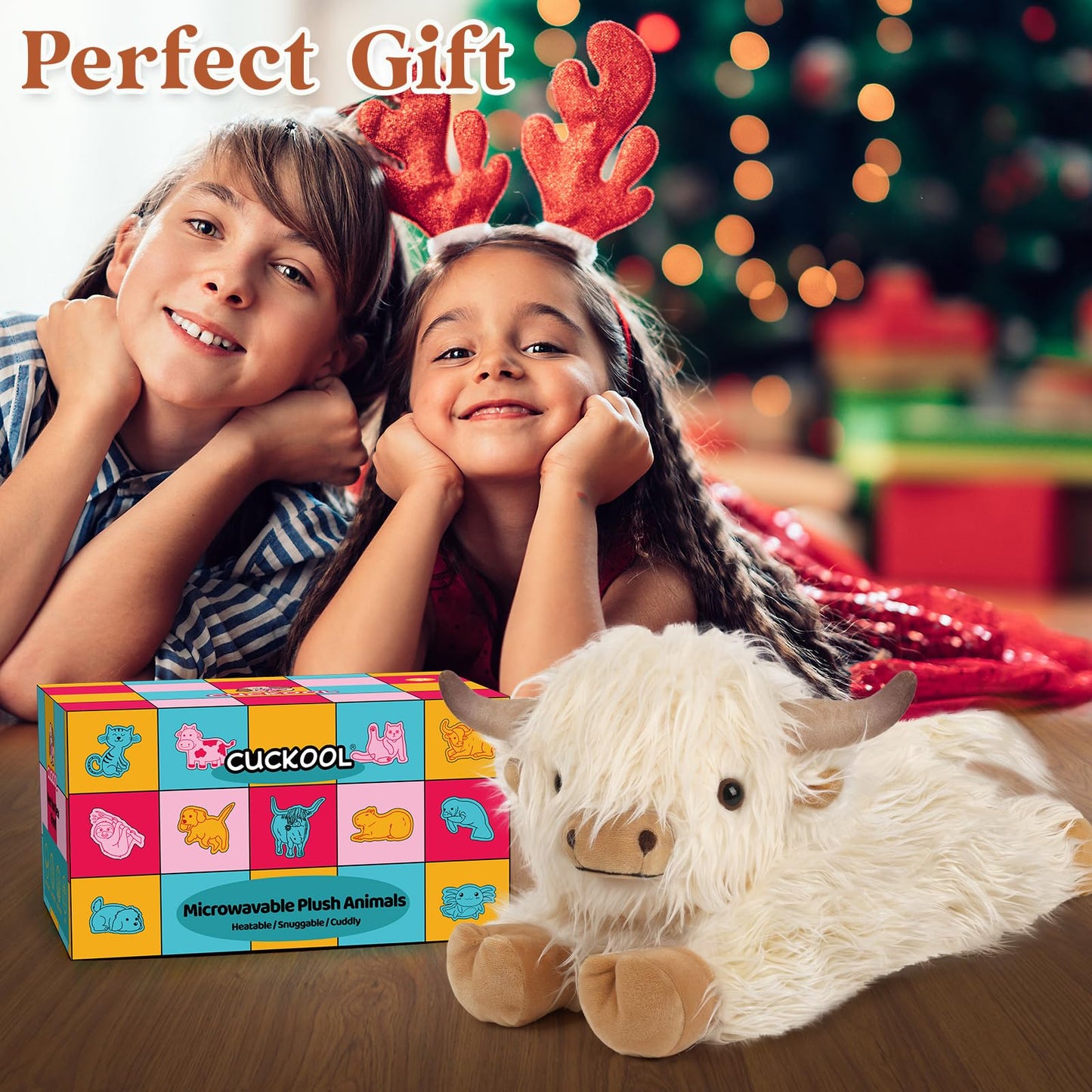 Highland Cow Stuffed Animals Microwavable Stuffed Animal Adorable Fluffy Highland Cow Plush for Warmth Comfort Heatable Coolable Lavender Scent Toy Cute Soft Plushies Gift for Kid Boy Girl & mature-themed