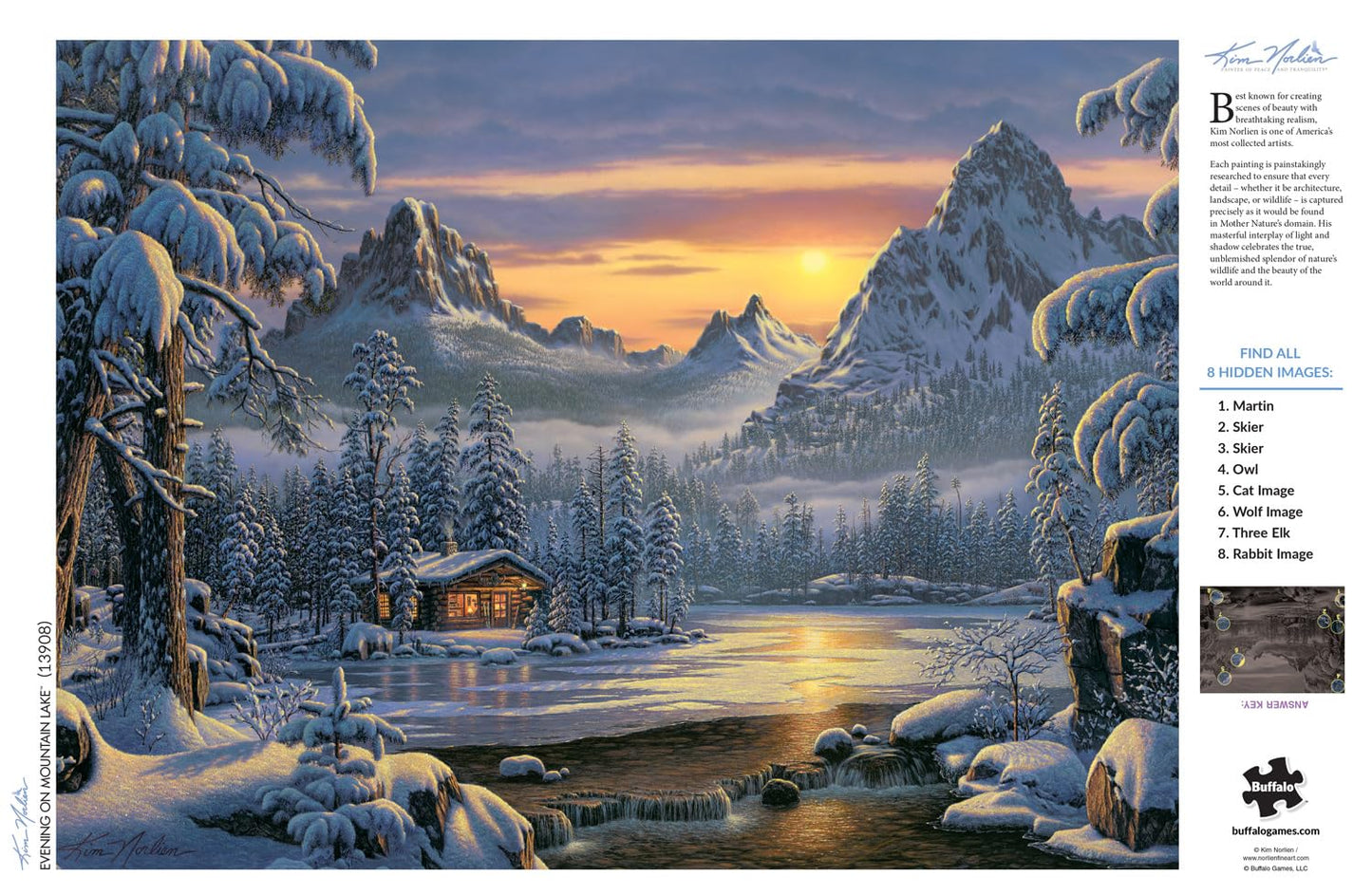 Buffalo Games 1000 Piece Jigsaw Puzzle - Evening On Mountain Lake, Multicolor, Precision-Cut, 26.75 x 19.75 inches, Model 13908