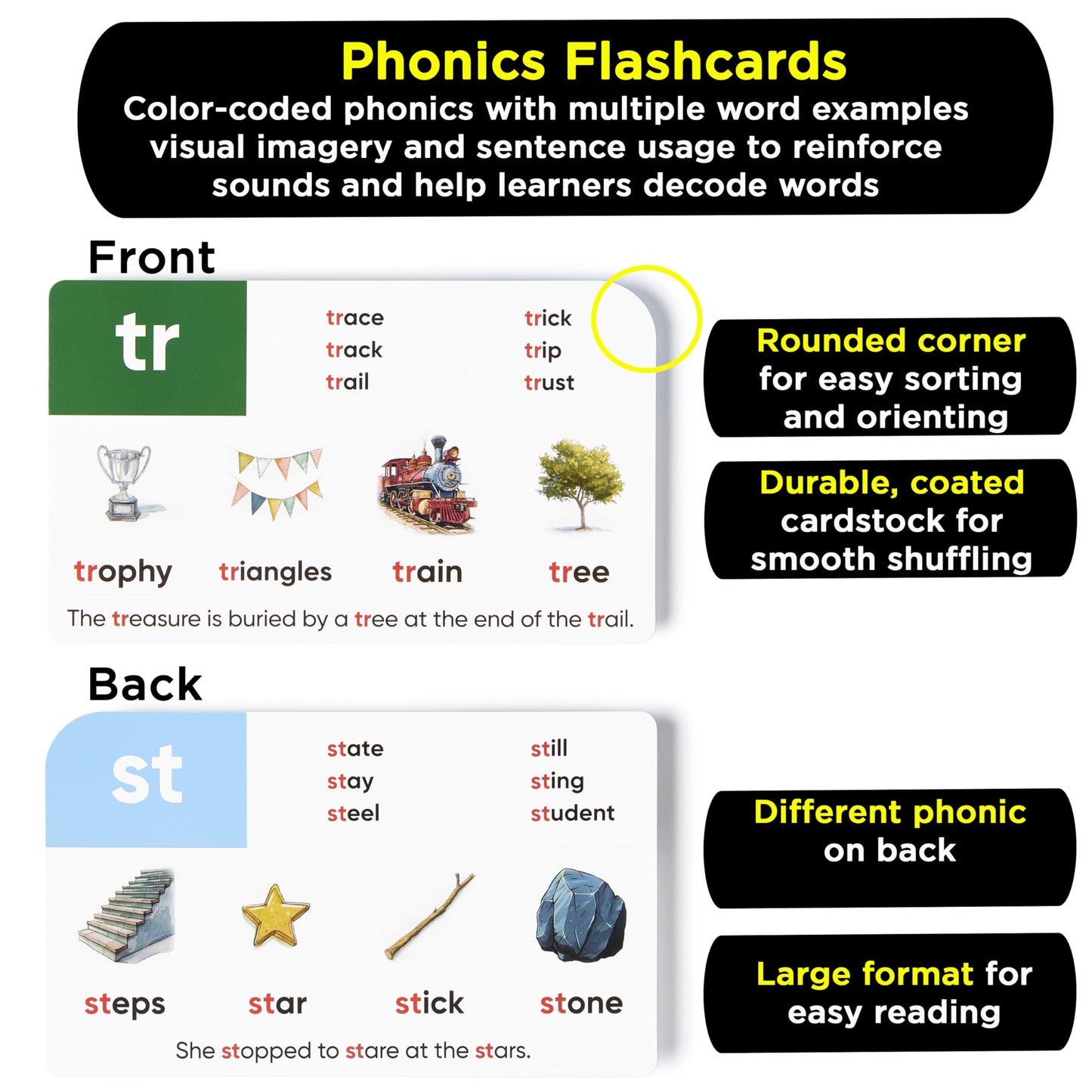 Think Tank Scholar Phonics Flash Cards + Prefixes & Suffixes (1000+ Words) 122 Phonics, 6 Teaching Methods & 6 Fun Learning Game