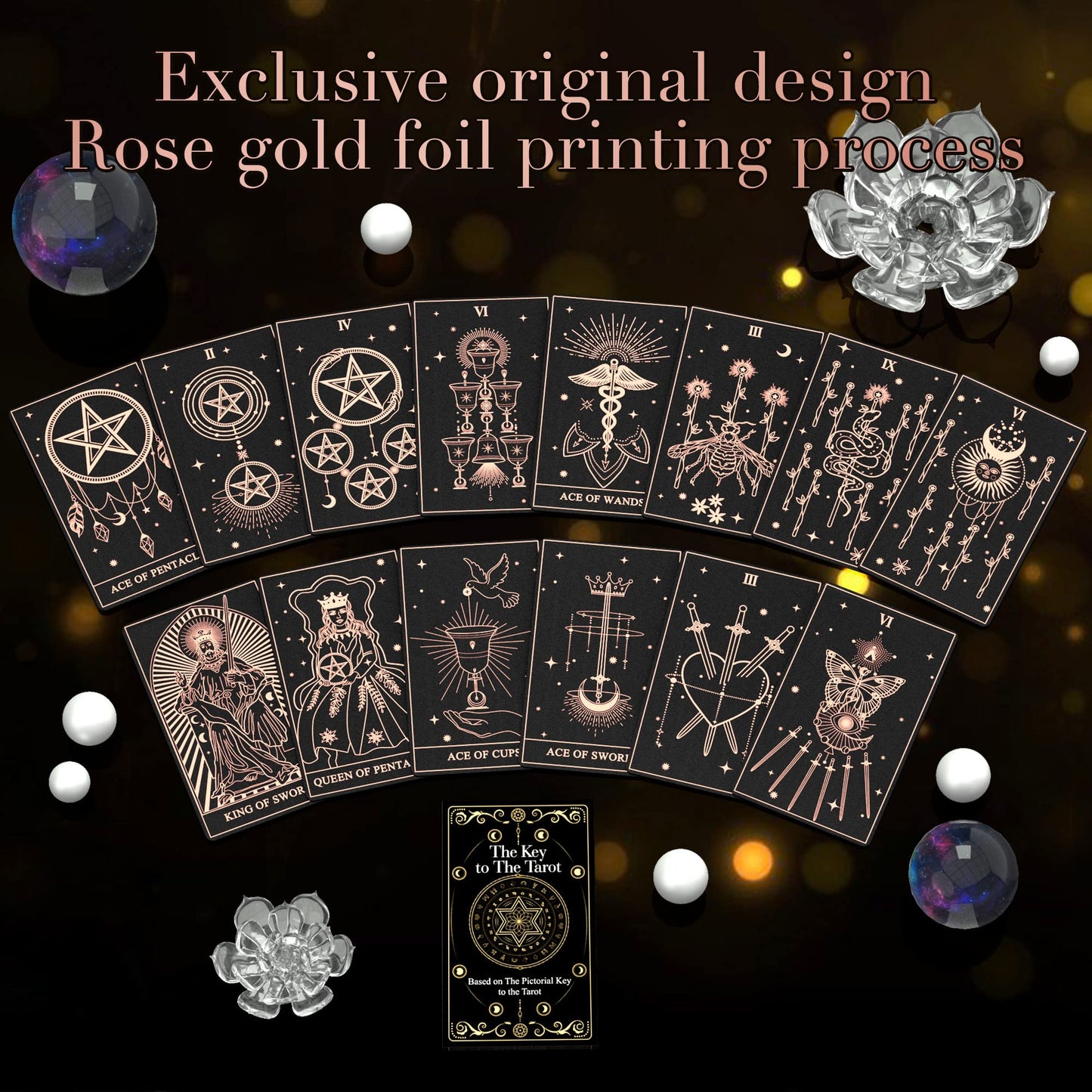 Acelion Original Plastic Tarot Card Set With Guide, Waterproof Tarot Cards,78 Pieces Of Tarot Cards With Gold Foil On The Surfac