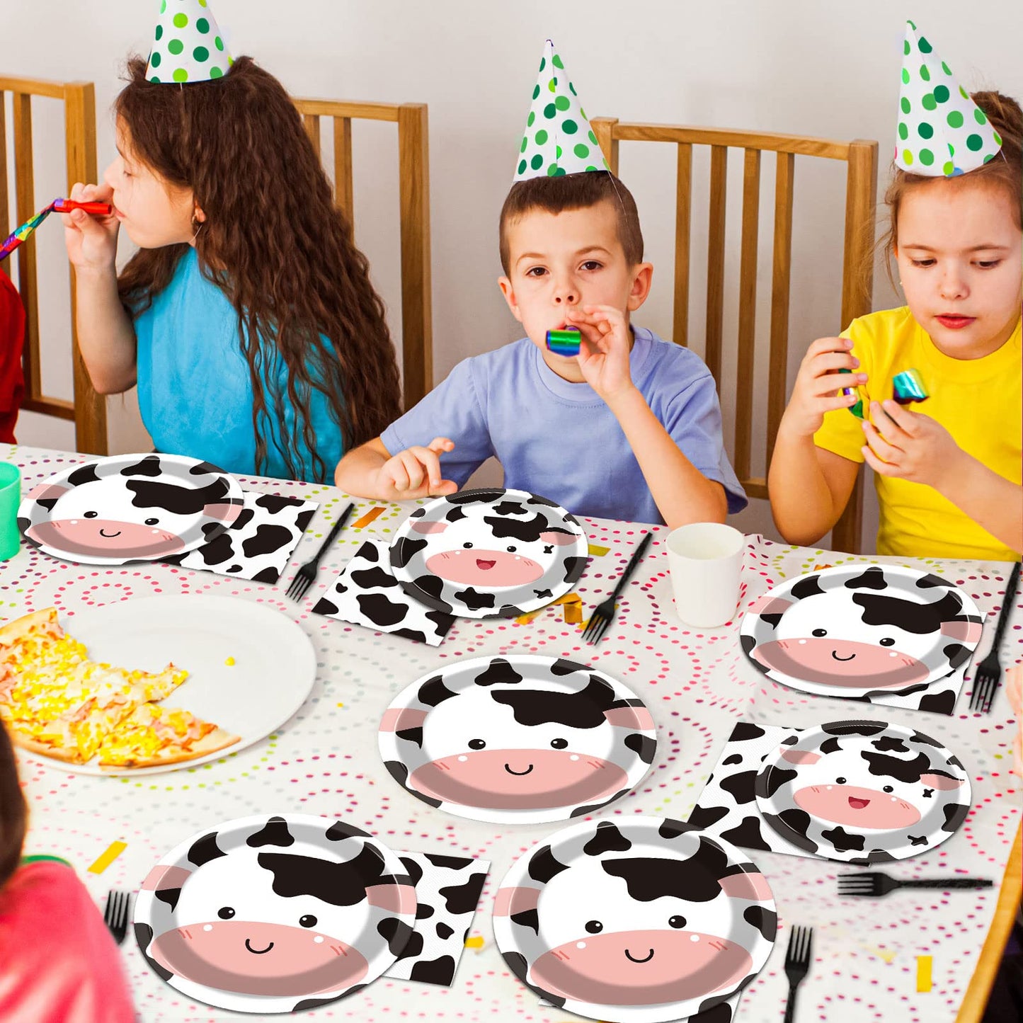 Gisgfim 96 Pcs Cow Print Party Supplies Cow I'M One Paper Plates Napkins Cow Print Party Disposable Tableware Cow Birthday Decor