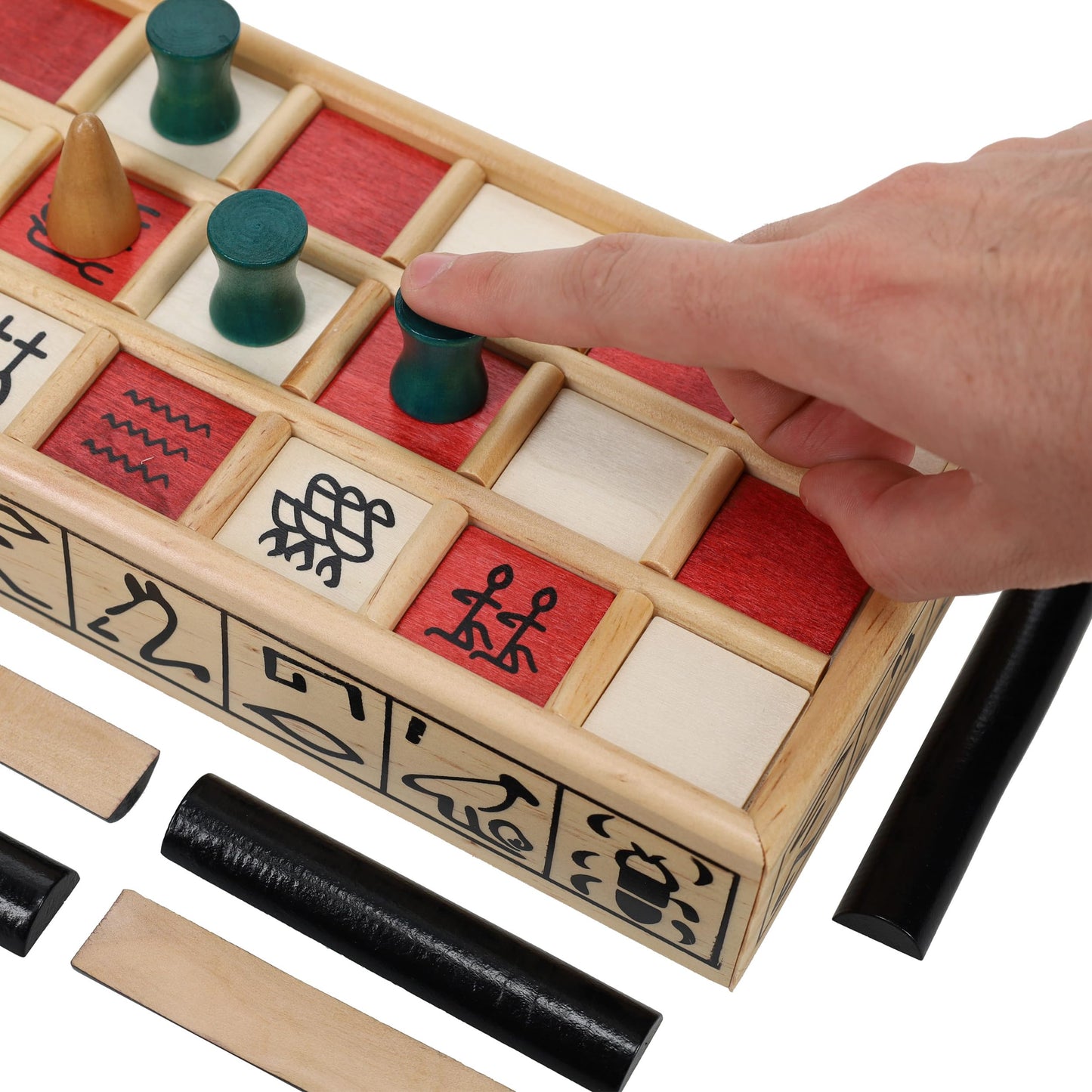 WE Games Senet Board Game - Handcrafted Wood Set, 16.25" x 5" x 2.25", Brown, Model WDX492316 for Family Fun & Cultural Education