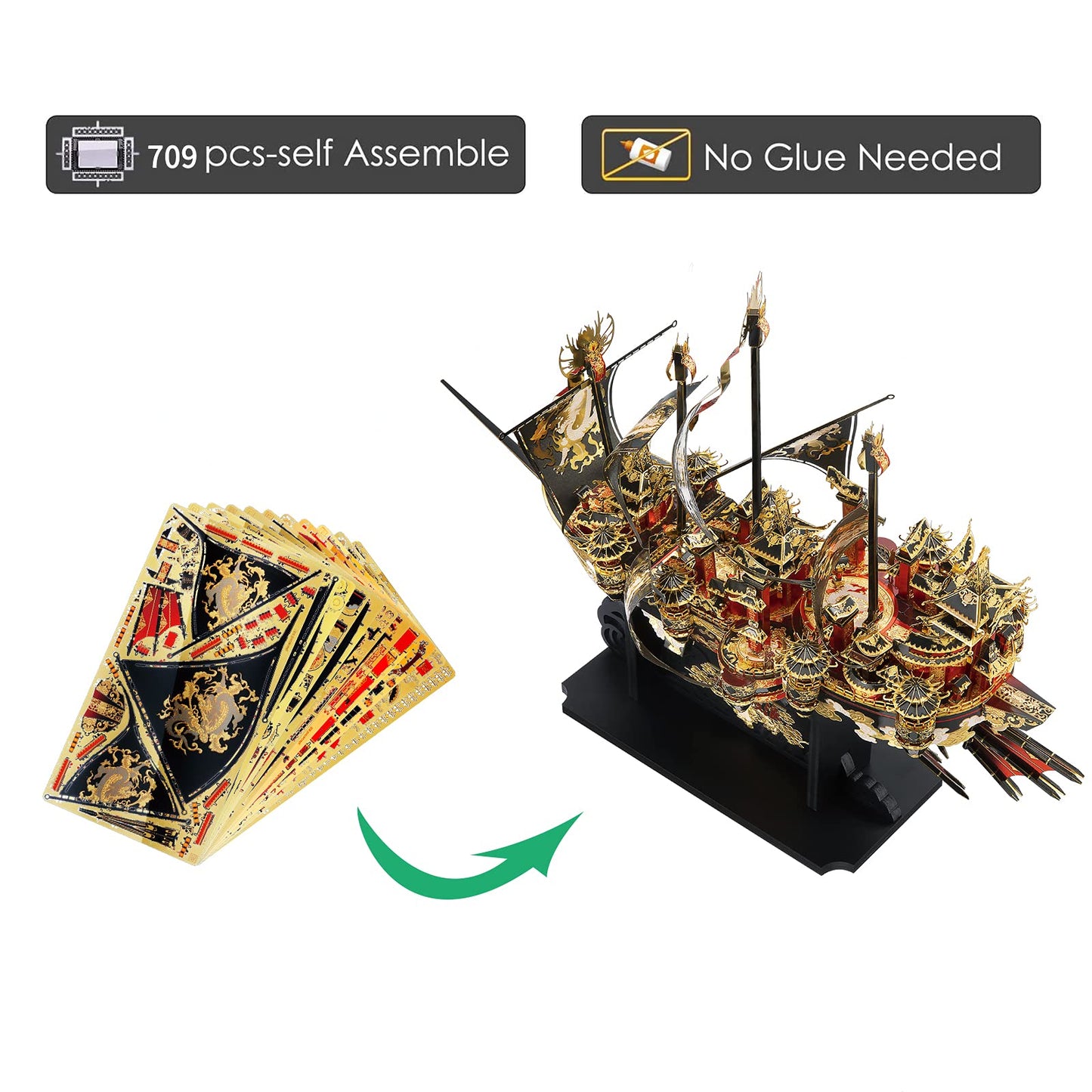 Piececool 3D Metal Puzzles Ship Models Kits To Build For Adults, The Wind Breaker Ship Model Building Kit, Brain Teaser Diy Craft Toys Gifts For Teens Man Woman Family- 709 Pcs