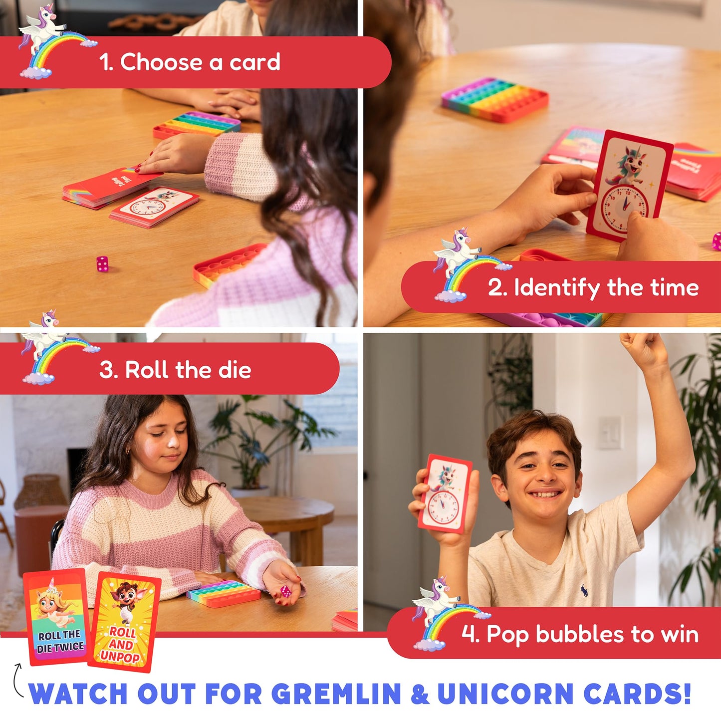 The Fidget Game Telling Time Flash Cards, Learn To Read Analog Clocks - Educational Learning Toy & Interactive Teaching Tools For Children To Practice, Toddler Activities For 5+ Years