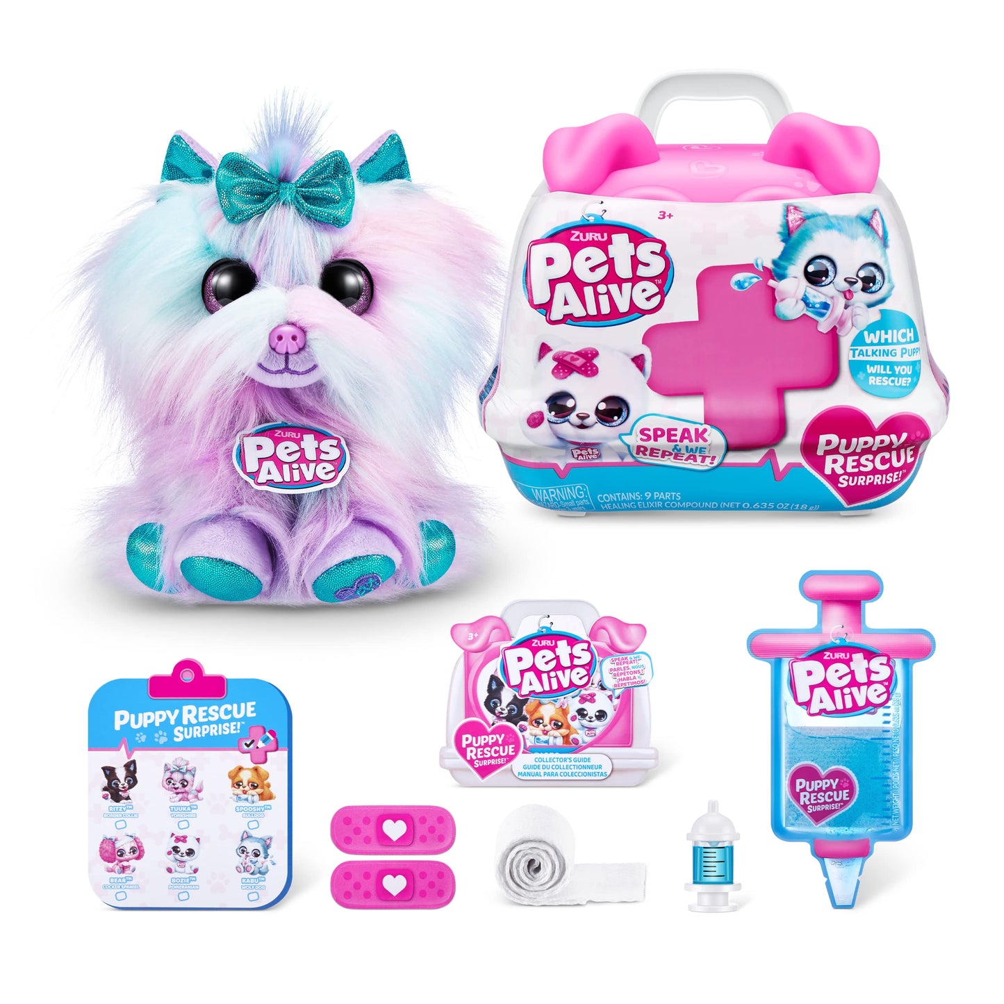 Pets Alive Pet Shop Surprise S3 Puppy Rescue (Yorkshire) By Zuru Surprise Puppy Plush, Ultra Soft Plushies, Compound Surprises Inside, Interactive Toy Pets, Electronic Speak And Repeat