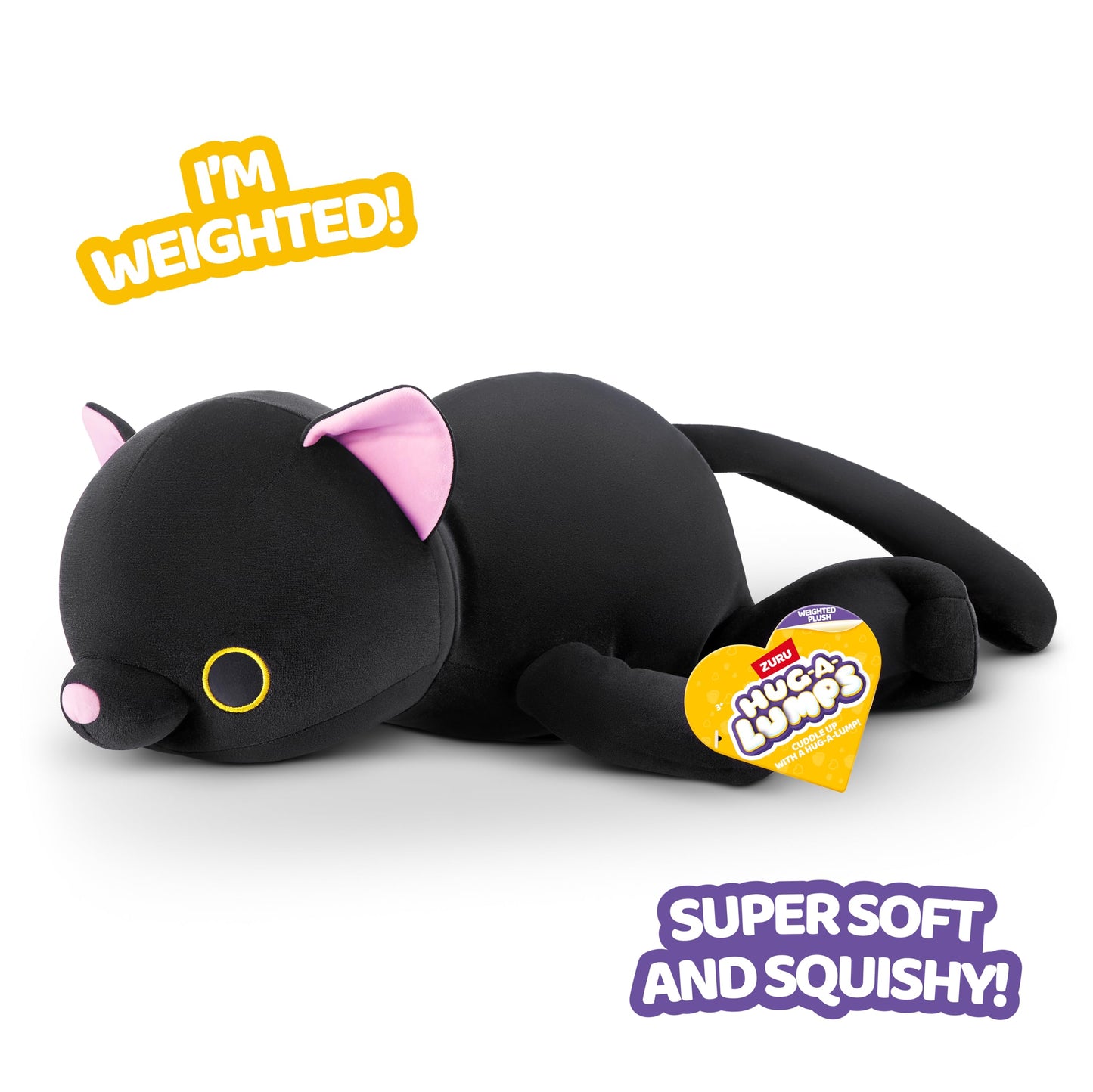 Hug-A-Lumps Kitty(Cleo) Weighted Plush 3.3 Lbs, Cuddly, Squishy, Comfort Plush, Anti-Stress By Zuru