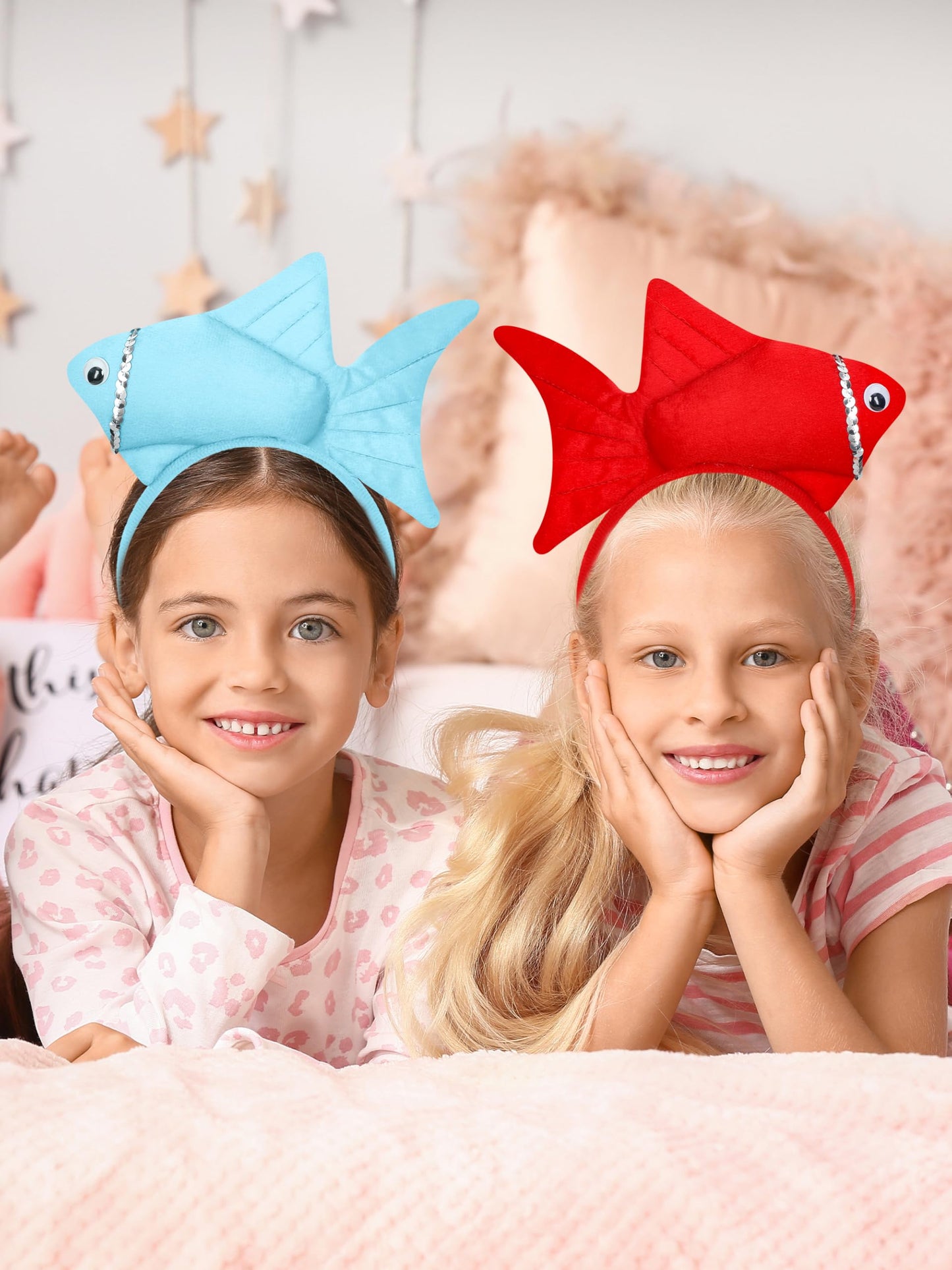 Luces Red And Blue Fish Headbands, Cute Kids Fish Styles Headbands, Fish Costume Accessories Dress Up Party Favors Supplies