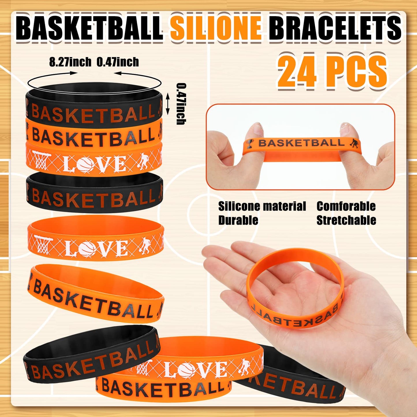 86 Pcs Basketball Party Favors Basketball Sports Drawstring Present Bags Basketball Goodie Bags Basketball Silicone Bracelets Wristbands Basketball Keychains Stickers For Basketball Birthday Supplies