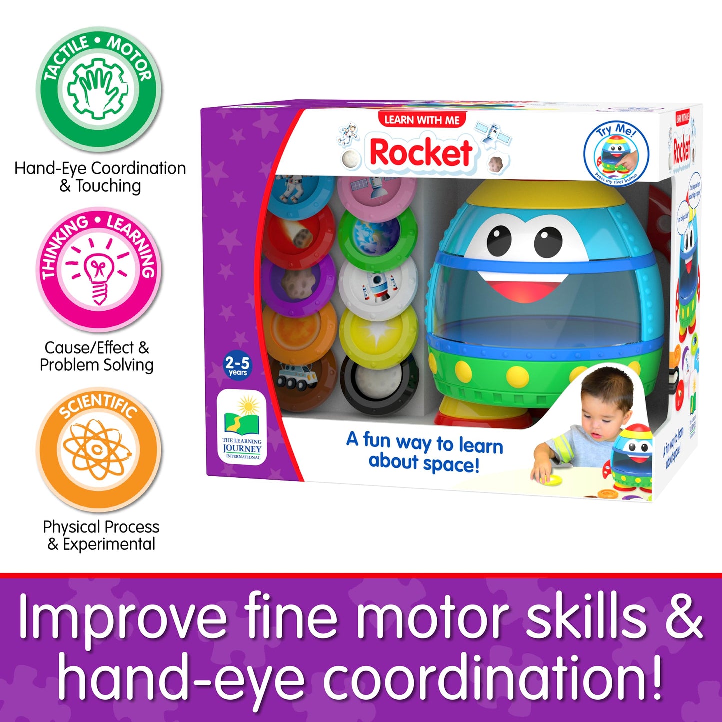 The Learning Journey: Learn with Me - Rocket - Learn About Space - Discover & Find - Preschool Toddler Montessori Learning Toys & Gifts for Boys & Girls Ages 2-5 Years - Award-Winning