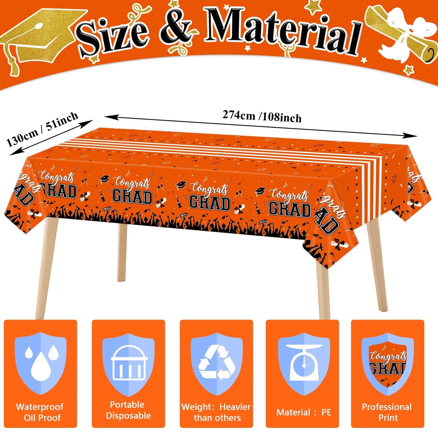 Chiazllta Graduation Party Decorations Gongrats Grad Tablecover Graduation Tablecloths For 2023 Graduation Party Supplies Class