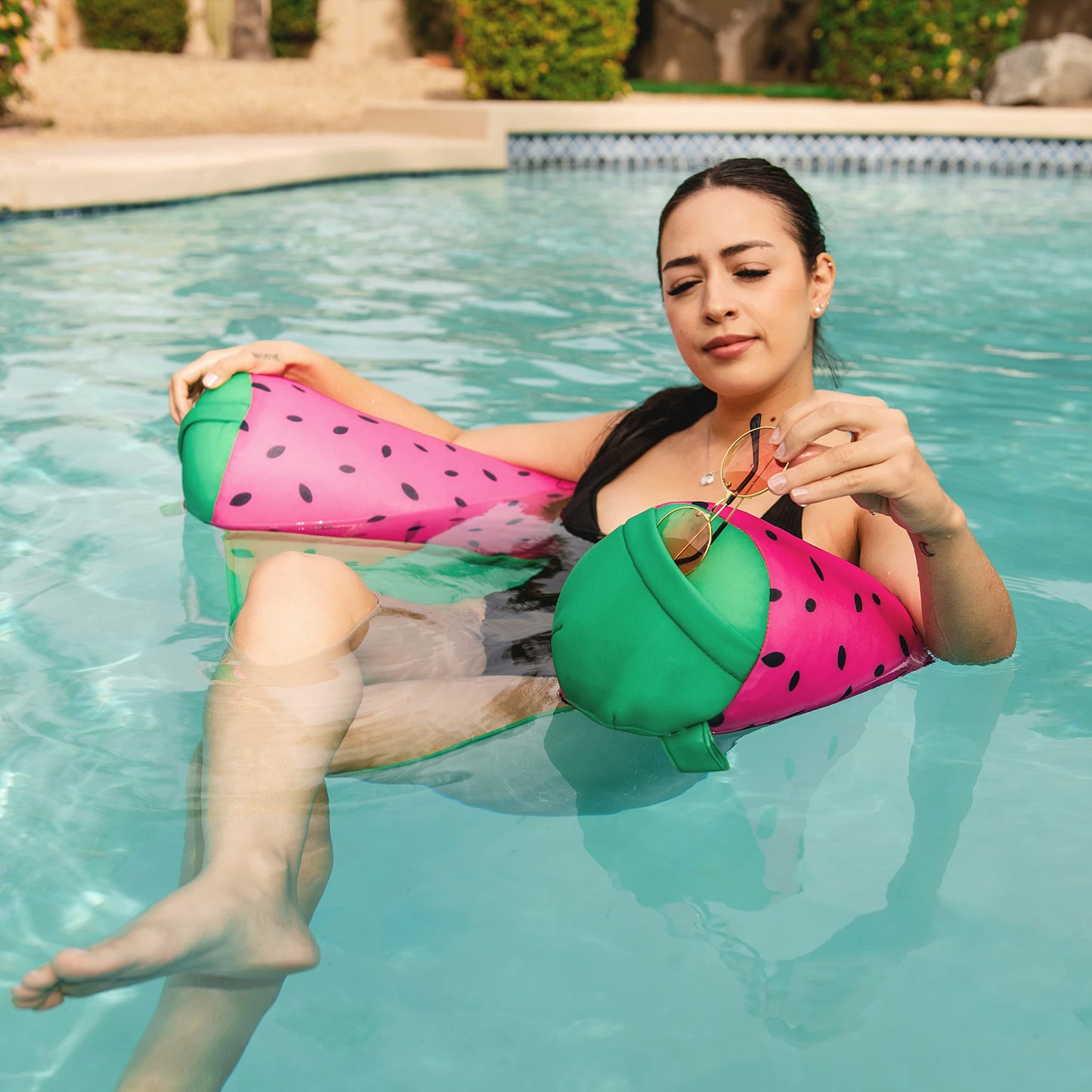Big Joe Noodle Sling Pool Seat - No Inflation, Summer Melon Color, Quick Draining Mesh, 3ft with Armrests