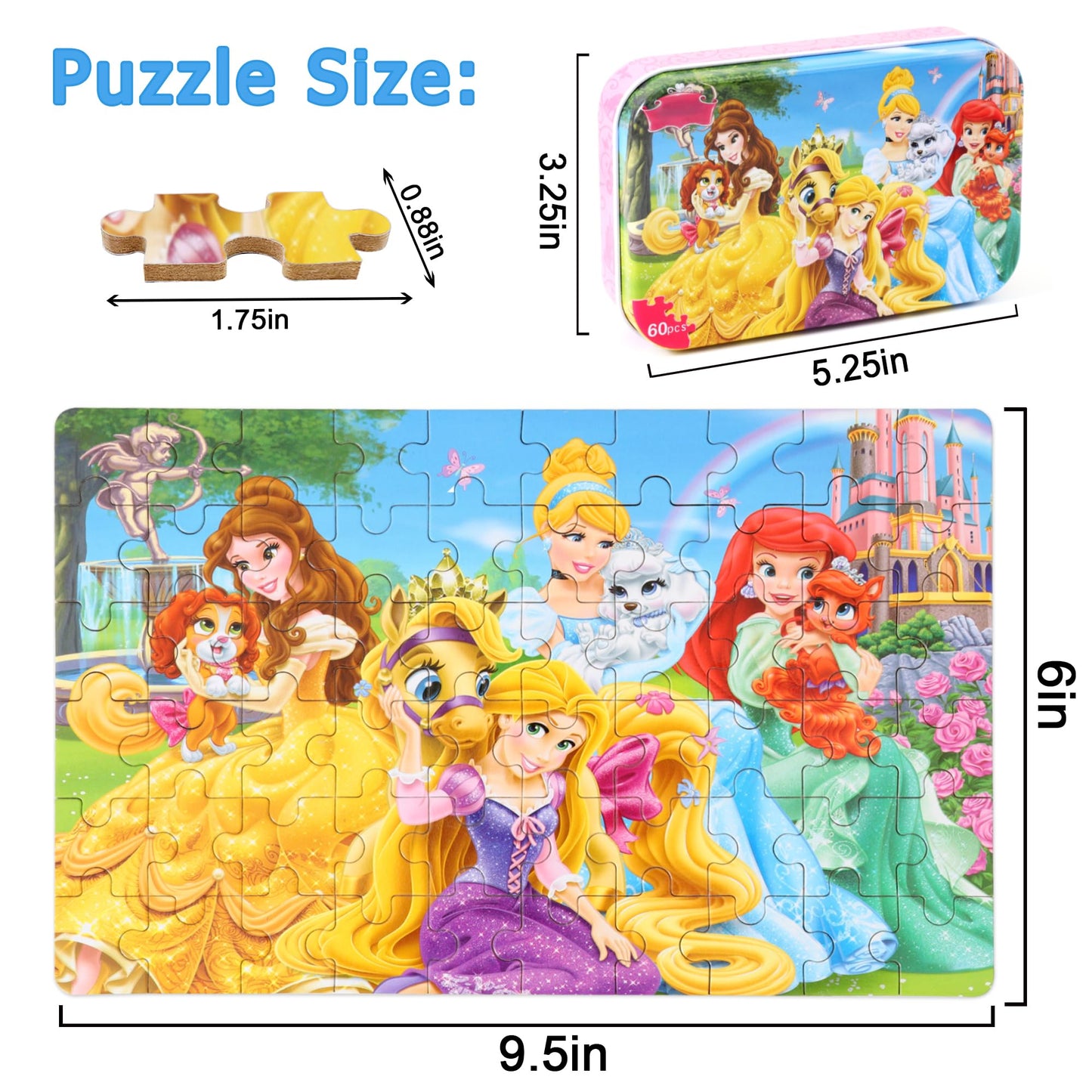 Lelemon Puzzles For Kids Ages 4-6, 60 Piece Puzzles For Kids Ages 3-5 In A Metal Box, Educational Kids Puzzles Jigsaw Puzzles Fo