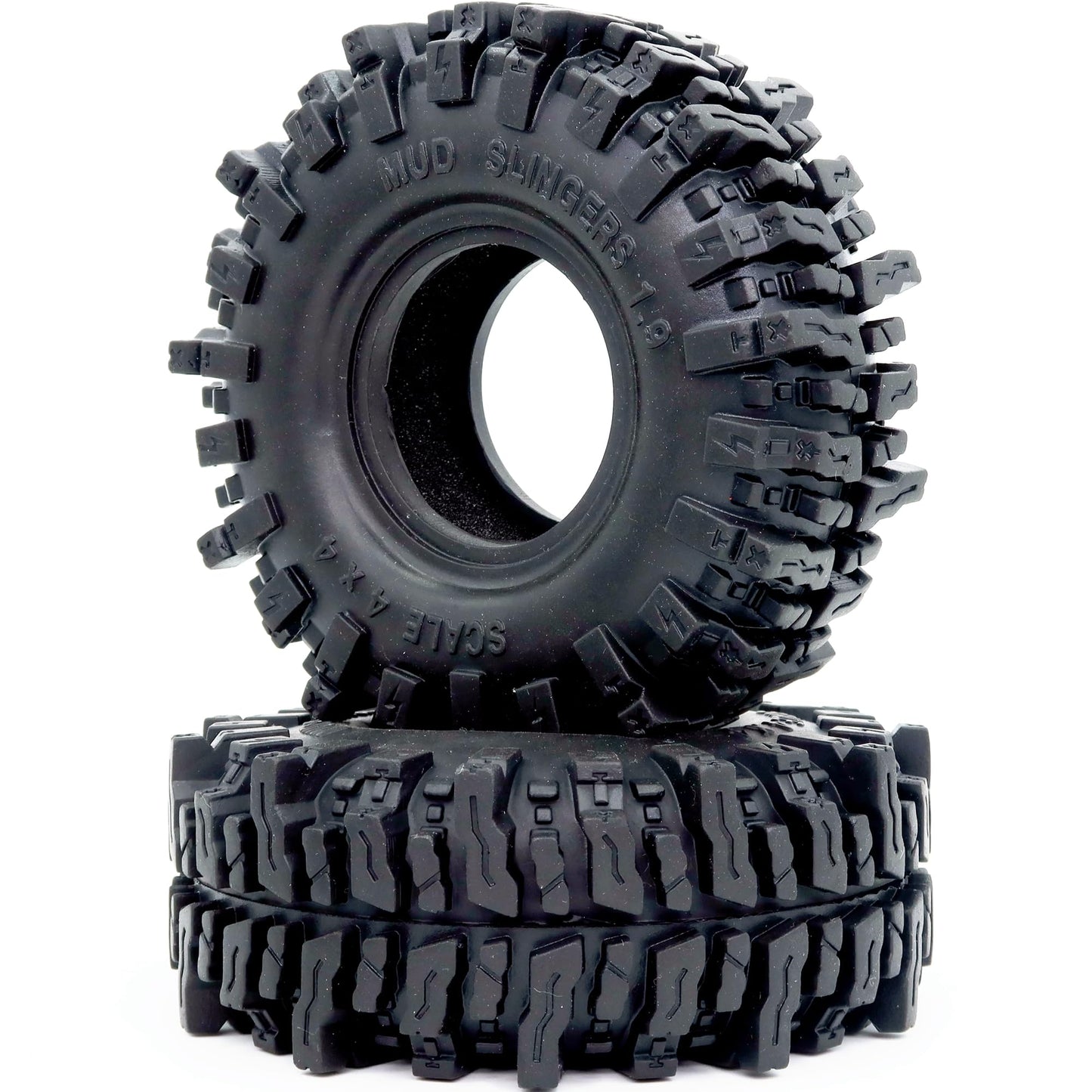 HOBBYSOUL 4pcs RC 1.9 Mud Slingers Tires Height 4.72'' / 120mm Soft Sticky 1.9 Tires Tyres For 1/10 RC Crawler Traxxas TRX4 / Ax