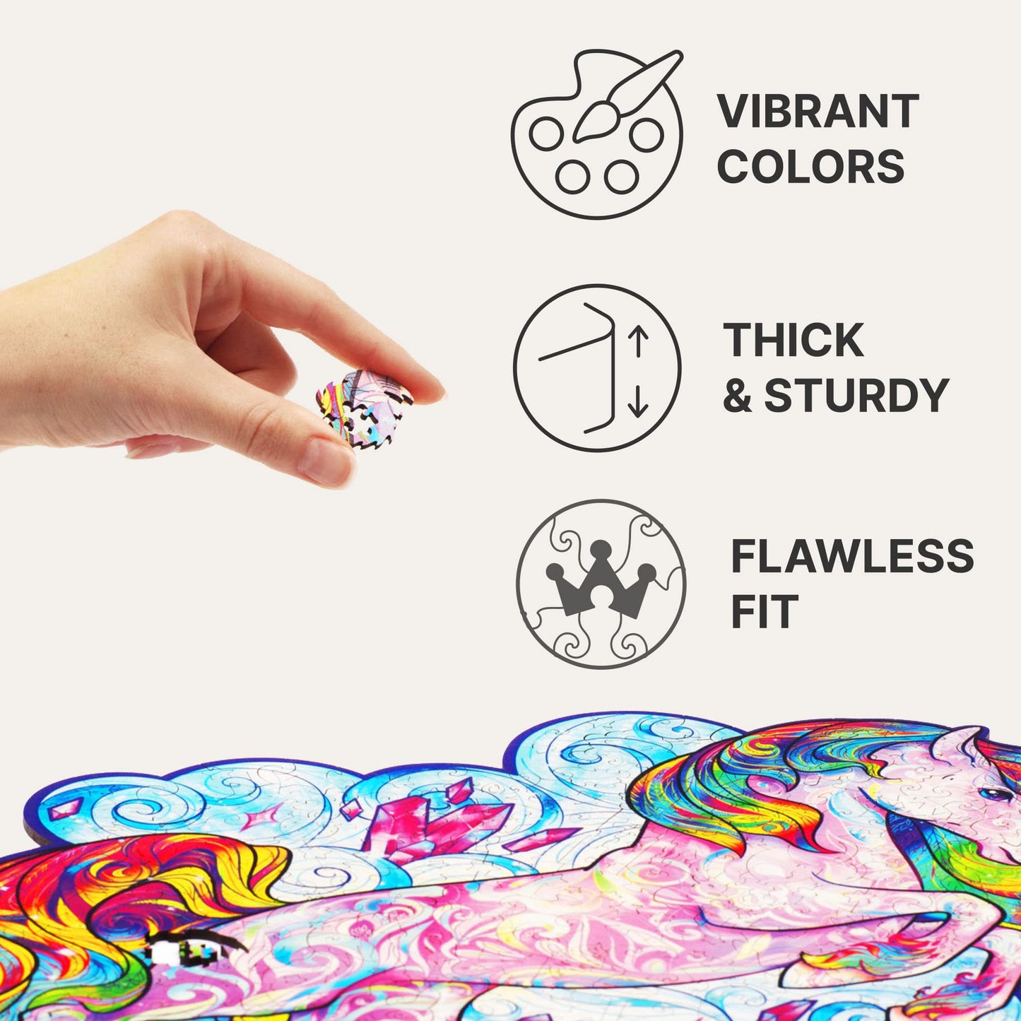Unidragon Original Wooden Jigsaw Puzzles - Inspiring Unicorn, 700 Pcs, Royal Size 17.7'X23.6', Beautiful Gift Package, Unique Shape Best Gift For Adults And Kids