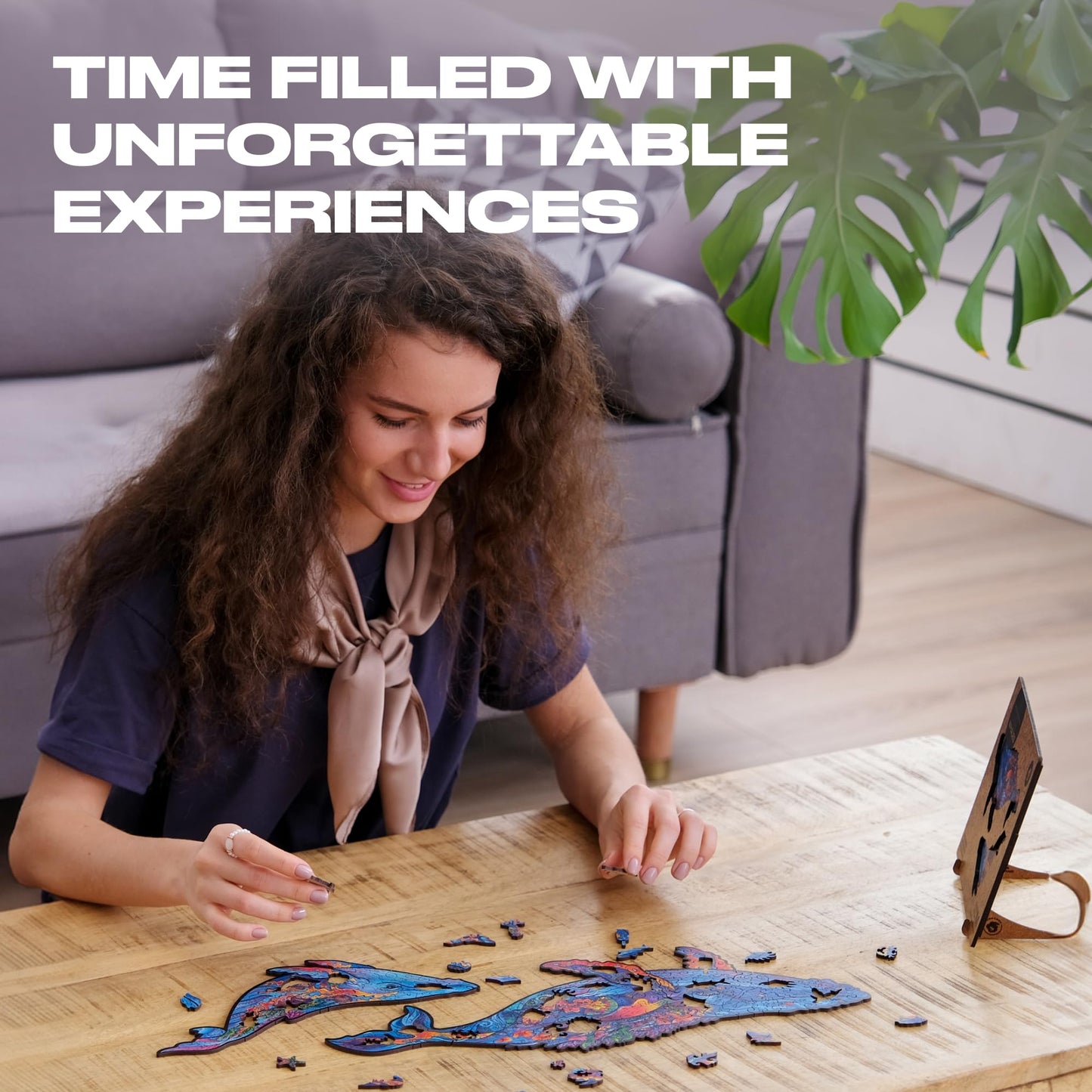 Unidragon Original Wooden Jigsaw Puzzles - Milky Whales, 700 Pcs, Royal Size 20.5'X32.3', Beautiful Gift Package, Unique Shape Best Gift For Adults And Kids