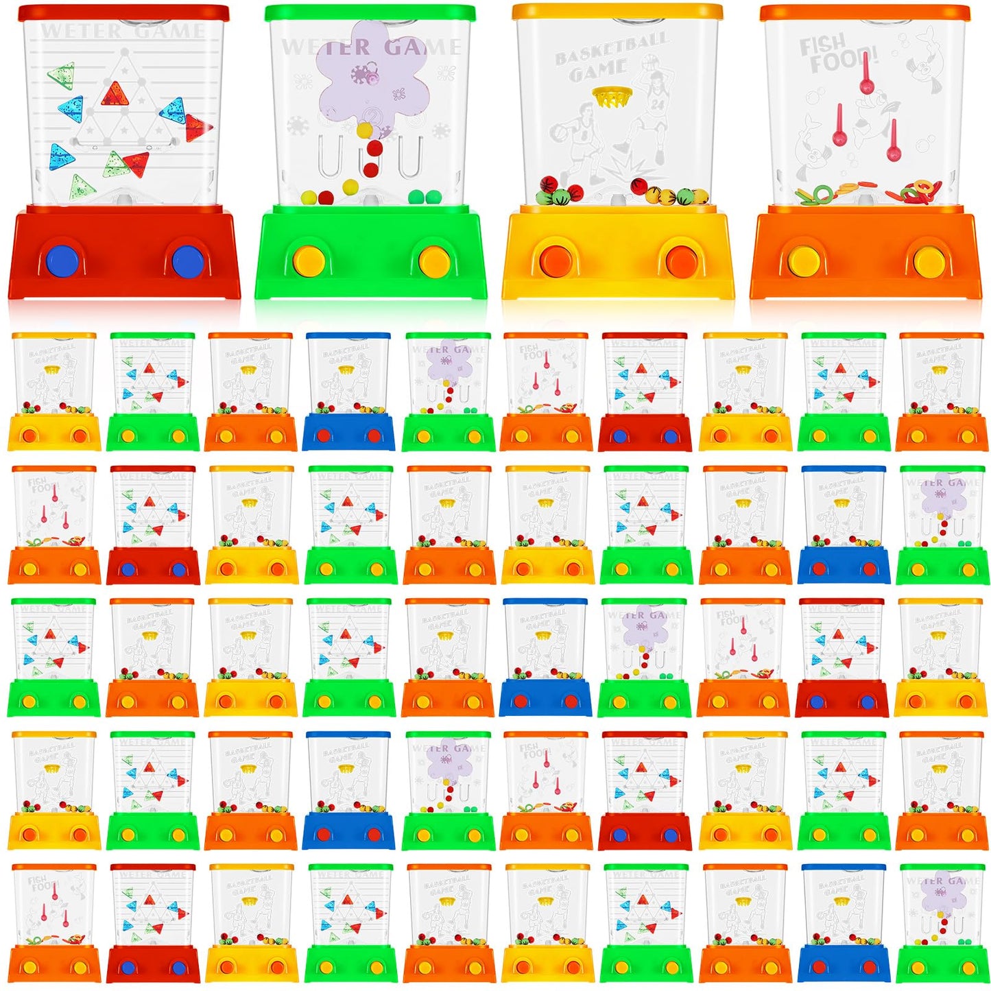 Lewtemi 60 Pcs Water Ring Toss Handheld Game Bulk Retro Pastime Games Handheld Toys Party Favor Basketball Fun Gifts, Without Water(Cute)
