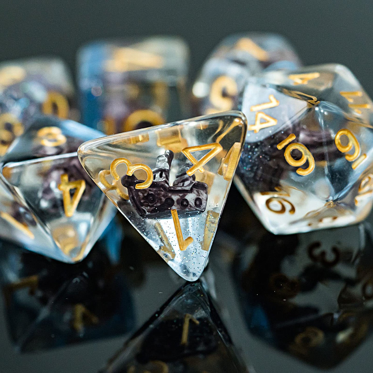 UDIXI Polyhedral DND Dice Set, Resin D&D Dice Filled with Sailboat for Dungeons and Dragons Role Playing Game(RPG),MTG,Pathfinde
