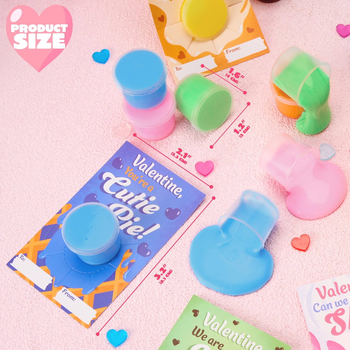 Joyin 30 Packs Valentines Day Cards With Butter Slime, 6 Colors Slime Party Favors, Stress Relief Fidget Toys And Gift Cards For Kids Valentine'S Day Classroom Exchange Prizes