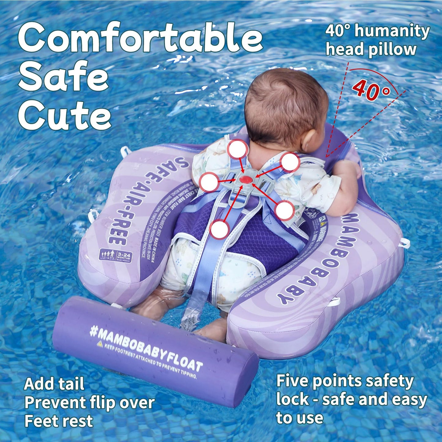 Mambobaby Float With Canopy Size Improved Non Inflatable Infant Pool Float Smart Mambo Float Swim Trainer Add Tail Baby Swim Flo