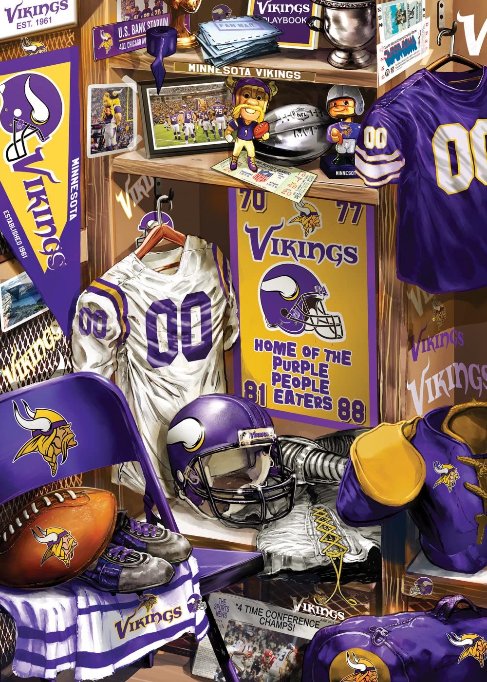 MasterPieces Game Day 500 Piece Jigsaw Puzzle for Adults - NFL Minnesota Vikings Locker Room - 15x21