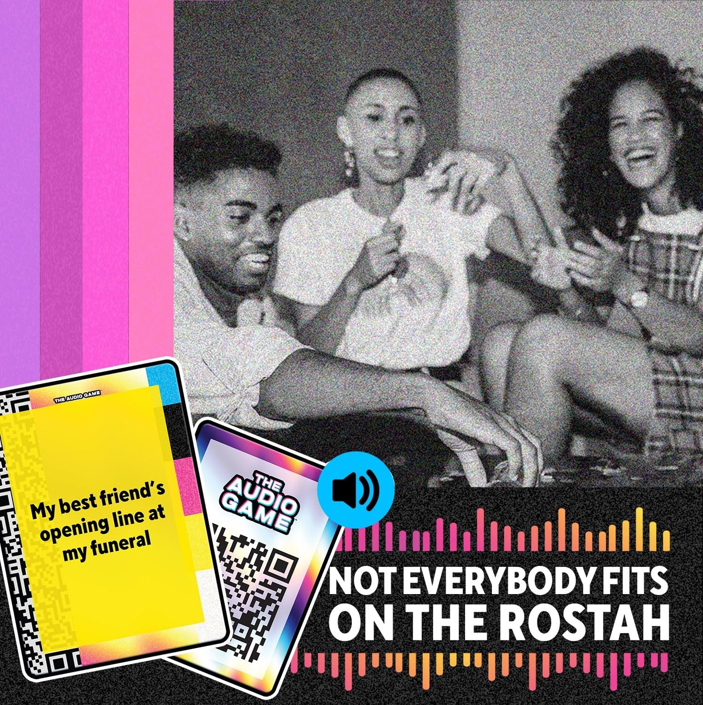 The Audio Game - A Raunchy Card Game - Use Viral Social Media Clips To Roast Your Friends - Hear The Hilarious Cards - Game Nigh