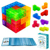 Ouxia Magnetic Building Blocks Magic Magnetic 3D Puzzle Cubes, Set Of 7 Multi Shapes Magnetic Blocks With 54 Guide Cards, Childr