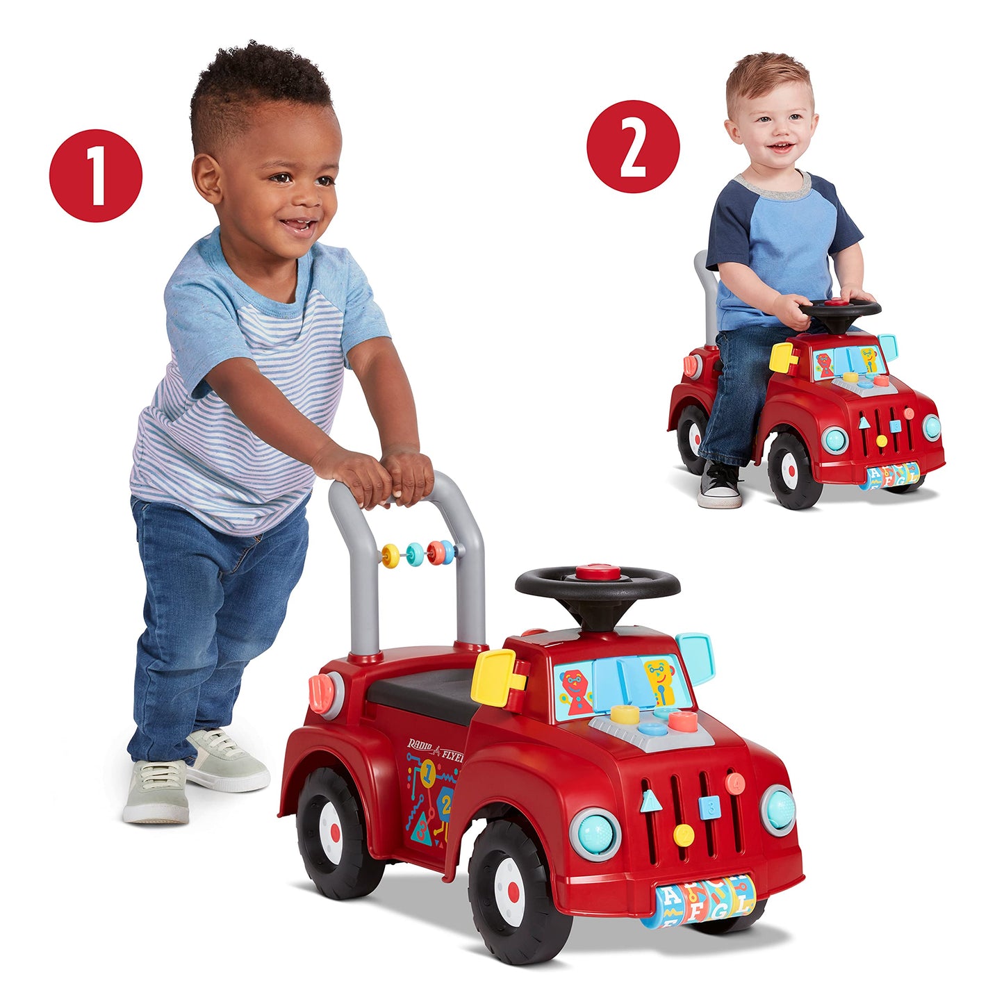 Radio Flyer Tinker Truck - Red, Large Toddler Ride On Toy with Lights & Sounds, Ideal for Ages 1-3