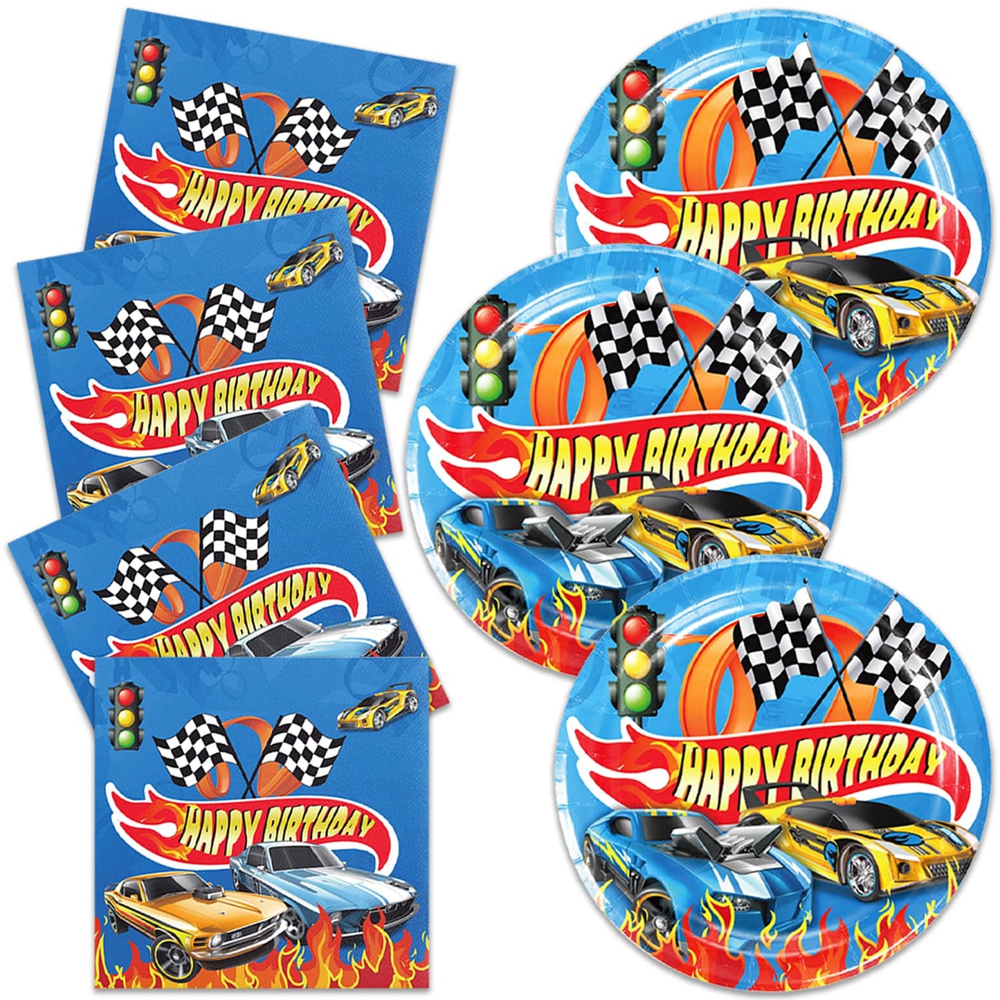 40Pcs Hot Cars Plates and Napkins Hot Cars Party Favors Hot Cars Birthday Party Decorations for Boys Race Car Birthday Party Dec