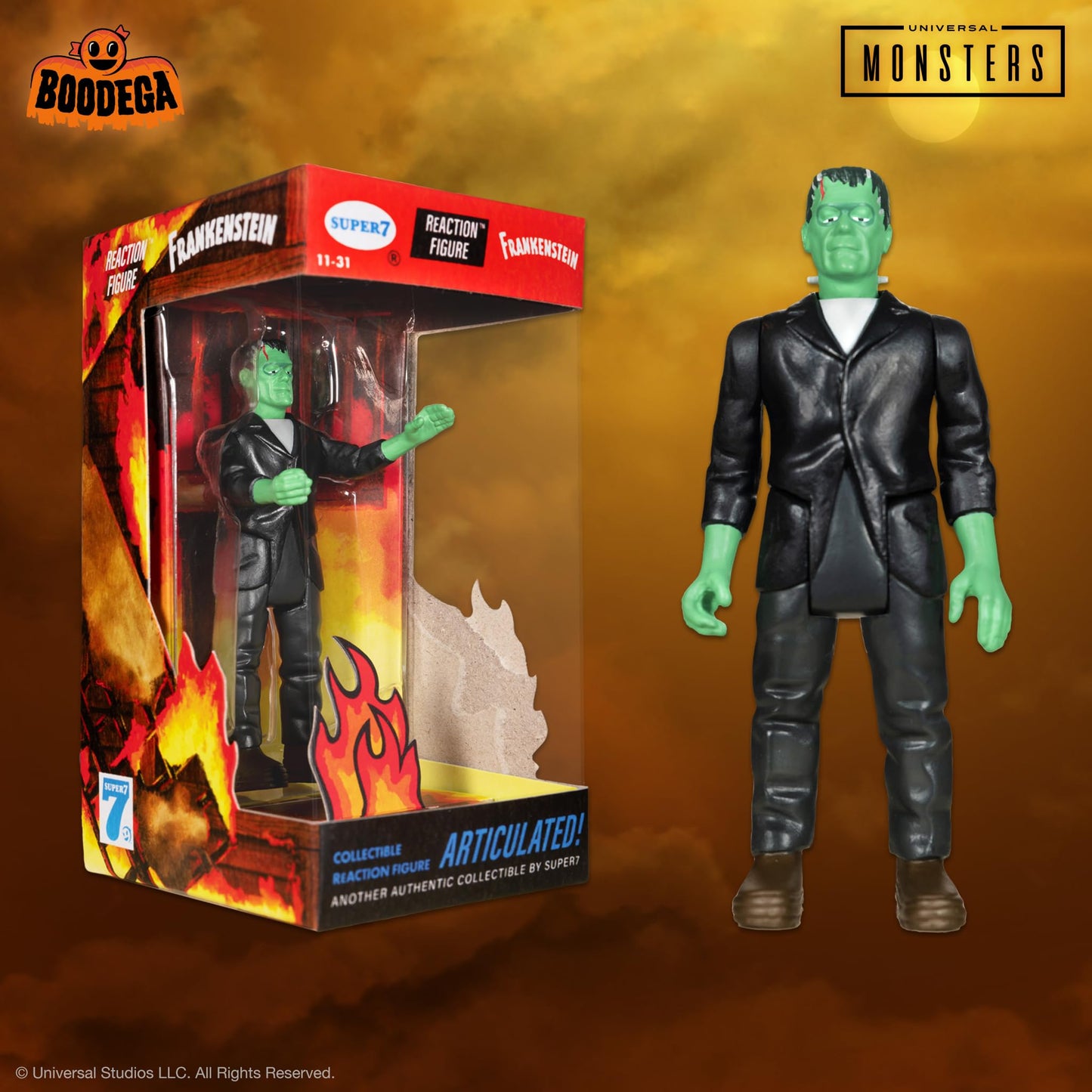 Super7 Universal Monsters Frankenstein (Fire Box) - 3.75' Universal Monster Movies Action Figure Classic Movie Collectibles And Retro Toys