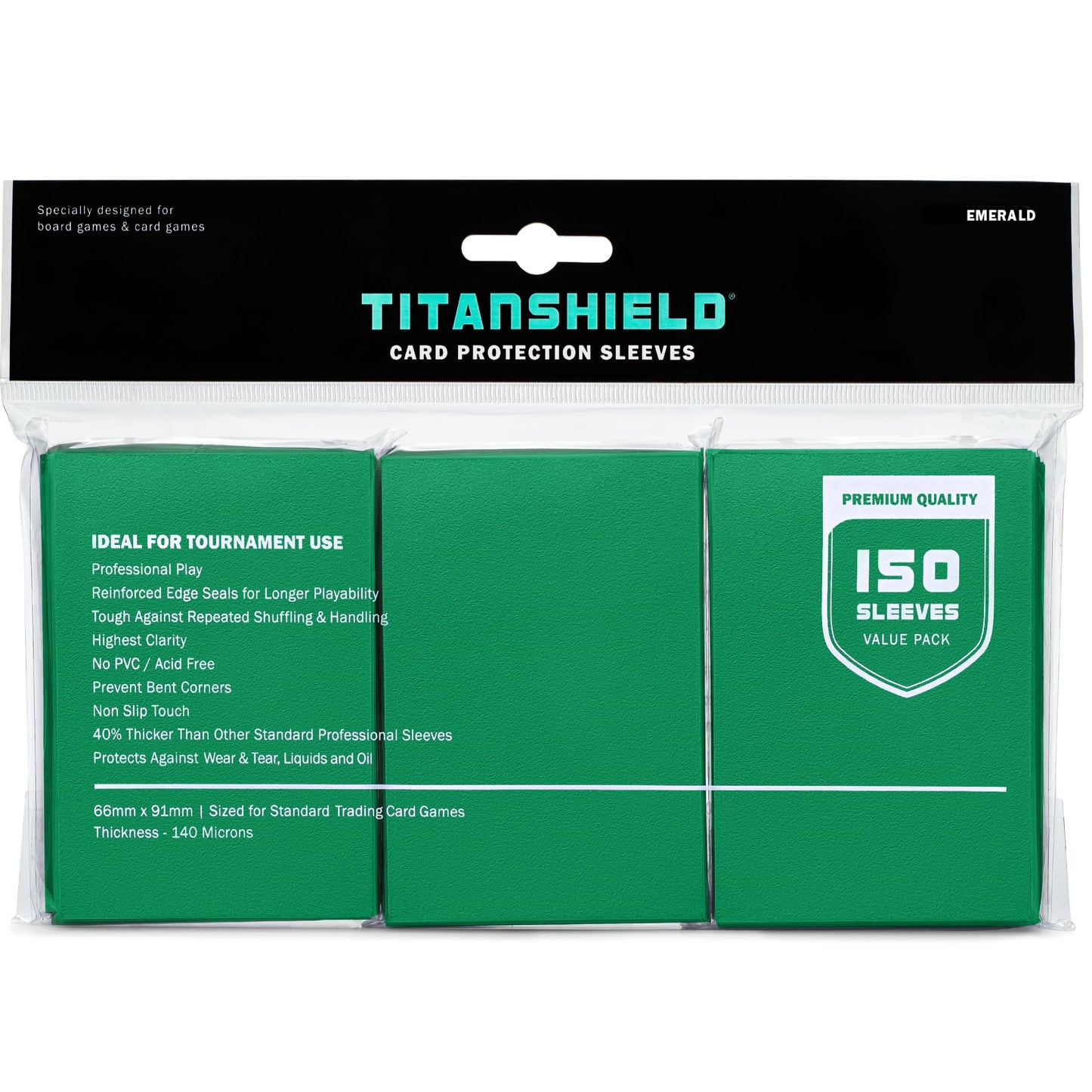 Titanshield Premium Emerald 150 Sleeves Standard Size Board Game Trading Card Sleeves Deck Protector For Magic The Gathering Mtg