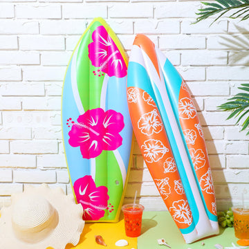 JellyArch 4 Pcs Inflatable Surf Board 36 Inch Inflatable Pool Floats Luau Hawaiian Party Decorations Tropical Flower Blow up Sur