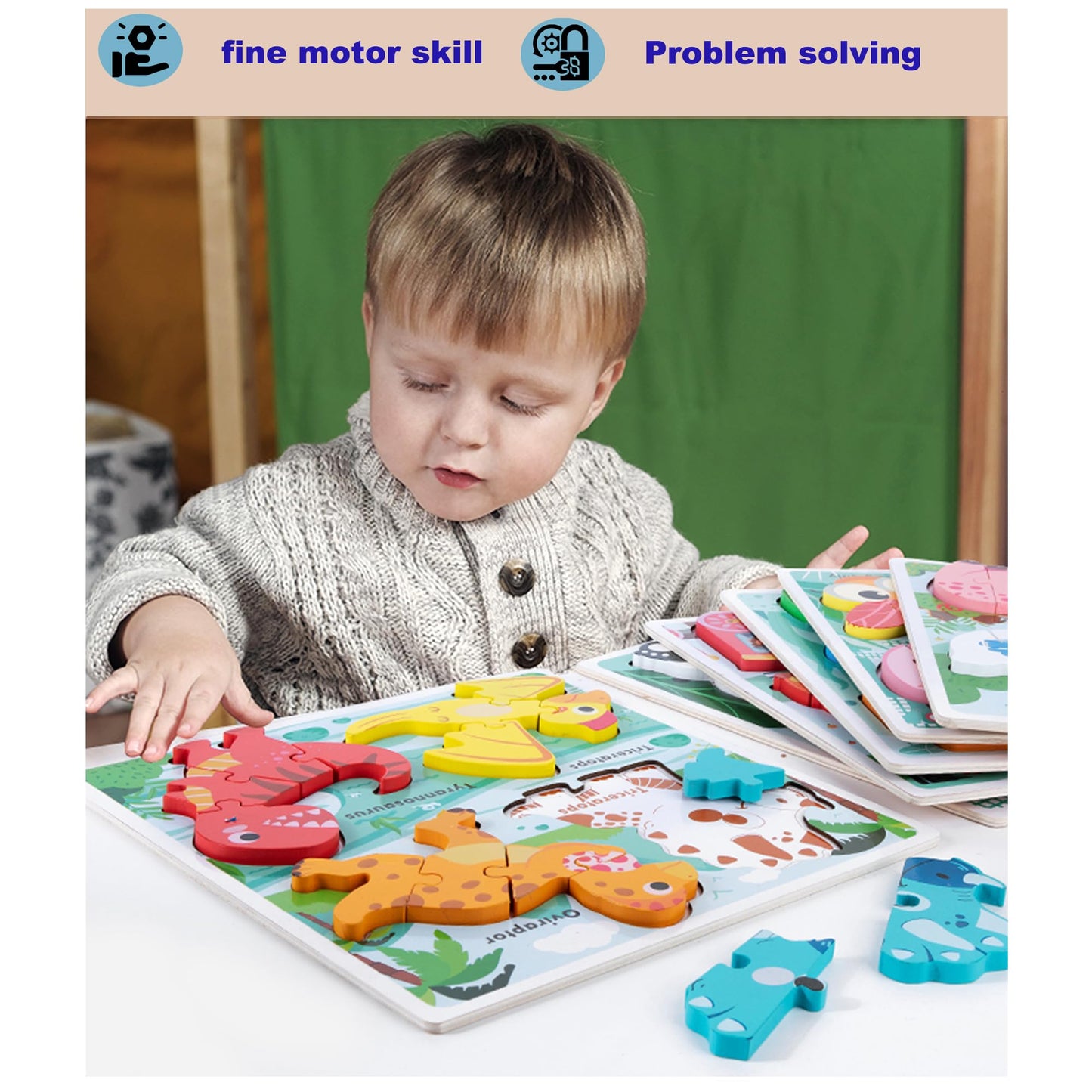 Wooden Toddler Puzzles Age 2-3,Montessori Toys For 2 3 Years Old Boys Girls, Jungle Puzzles For Toddlers 2-4, Toddler Toys Educational Learning Gifts For 2-3