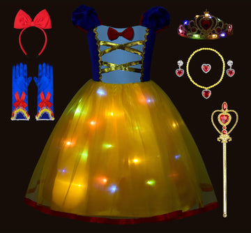 Uplus ME Light Up Princess Dress Up Clothes for Little Girls Toddler Kids Princess Costume Halloween Birthday Outfit (5-6Y/120)