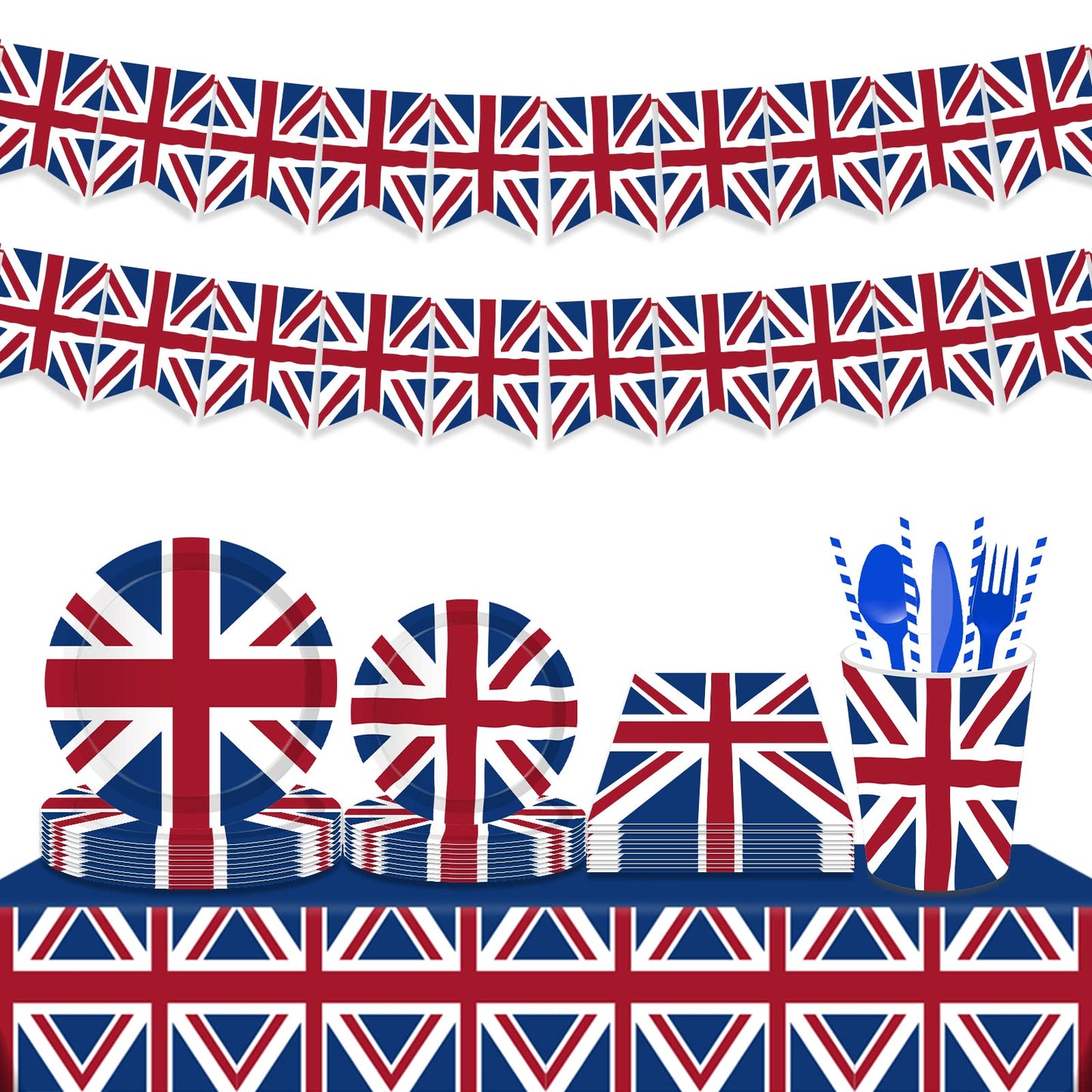 Lide Road 2 Pieces British Flag Party Tablecloth Union Jack Tablecloth British Flag Party Supplies British Flag Table Covers Dis