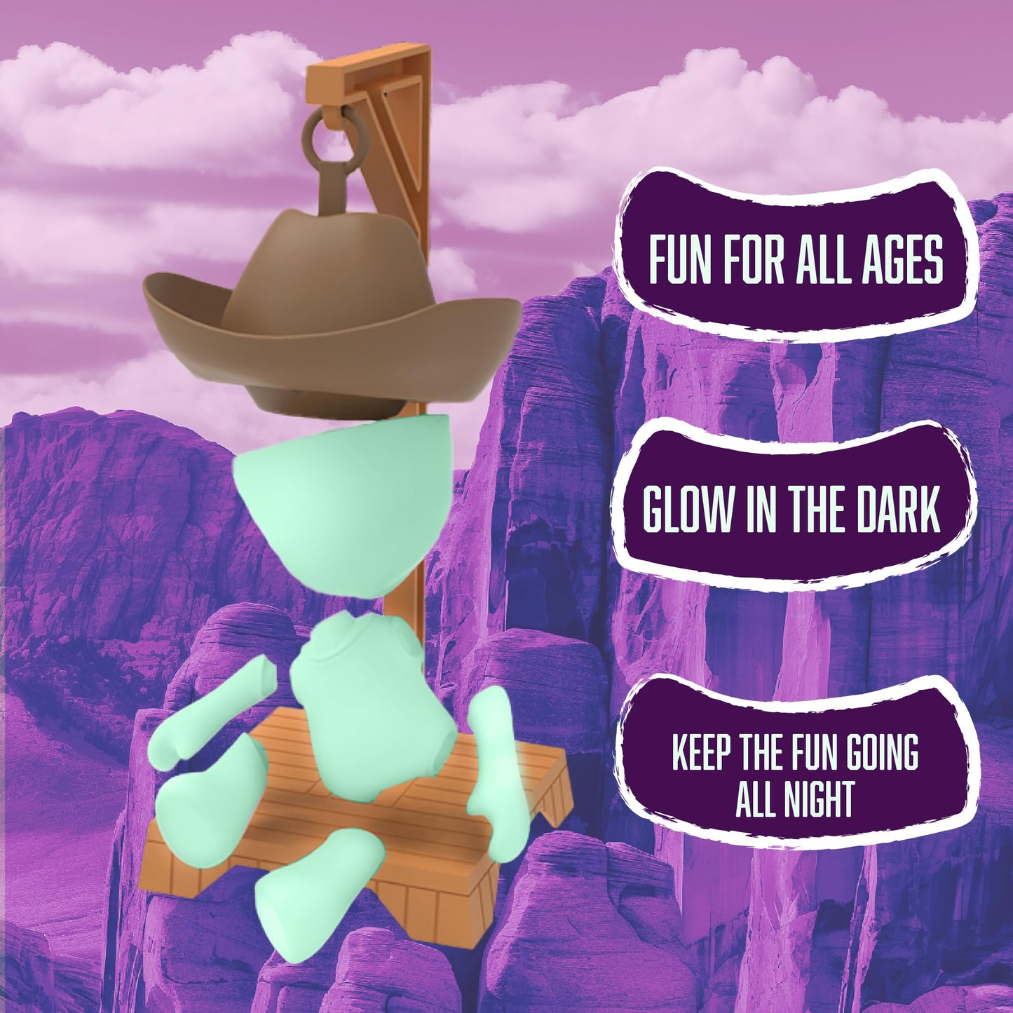 Fotorama Glow Hangman Game - Magnetic Word Guessing for Kids & Families, Green, Travel Size, Model 3136
