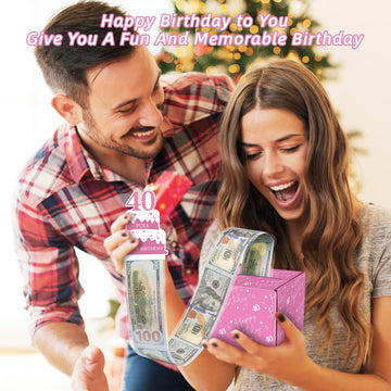 Wenmthg Happy 40Th Birthday Money Box For Cash Gift Pull - 40Th Birthday Gifts For Girls Boys - 40Th Birthday Surprise Gift Box