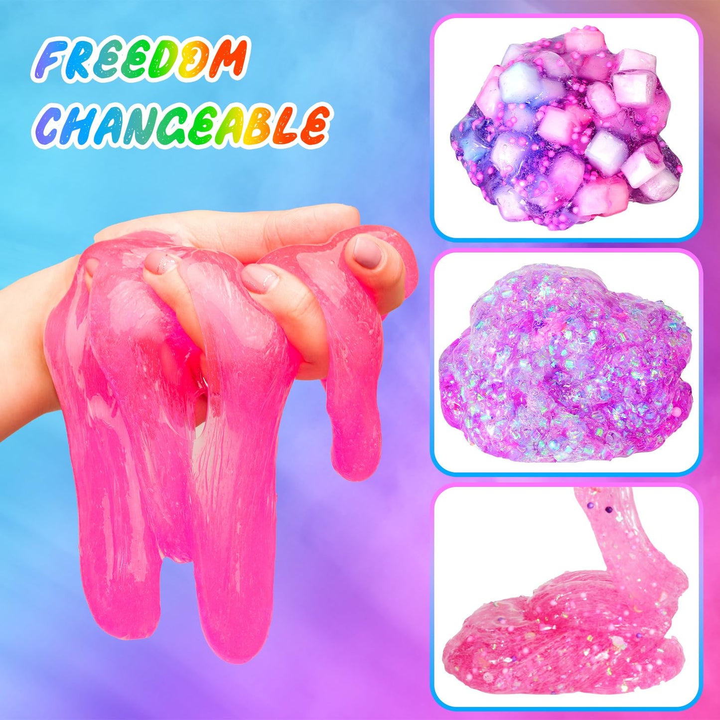 inksbui Confetti Slime Kit - Glimmer Crunchy Foam Slime with Jelly Cubes, Stress Relief Toys, Party Favors for Kids Ages 6-12, Multicolor