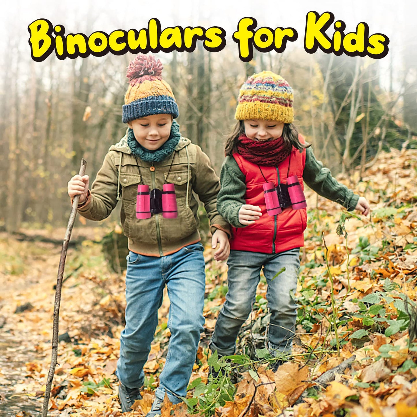 Essenson Binoculars For Kids Toys Gifts For Age 3-12 Years Old Boys Girls Kids Telescope Outdoor Toys For Sports And Outside Play Hiking, Bird Watching, Travel, Camping, Birthday Presents (Pink)