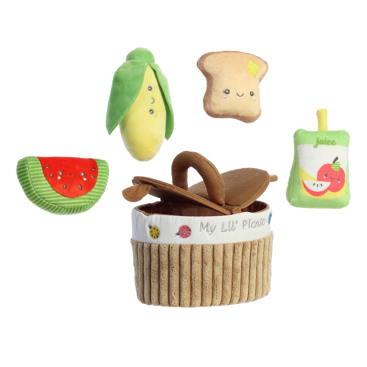 Aurora® Engaging Baby Talk™ My First Picnic™ Baby Stuffed Animal - Sensory Delight - Interactive Learning - Multicolor 6 Inches