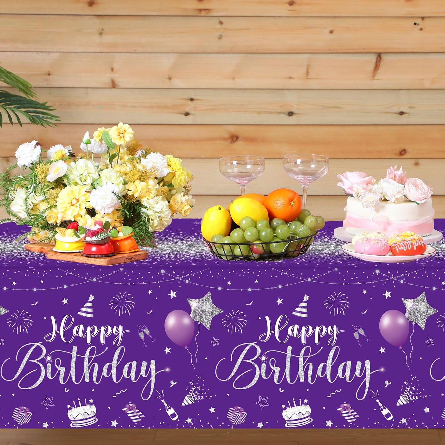 Tudomro 3 Pcs Happy Birthday Tablecloths Happy Birthday Party Decorations Plastic Table Cover Rectangular Cloths for Women Men B