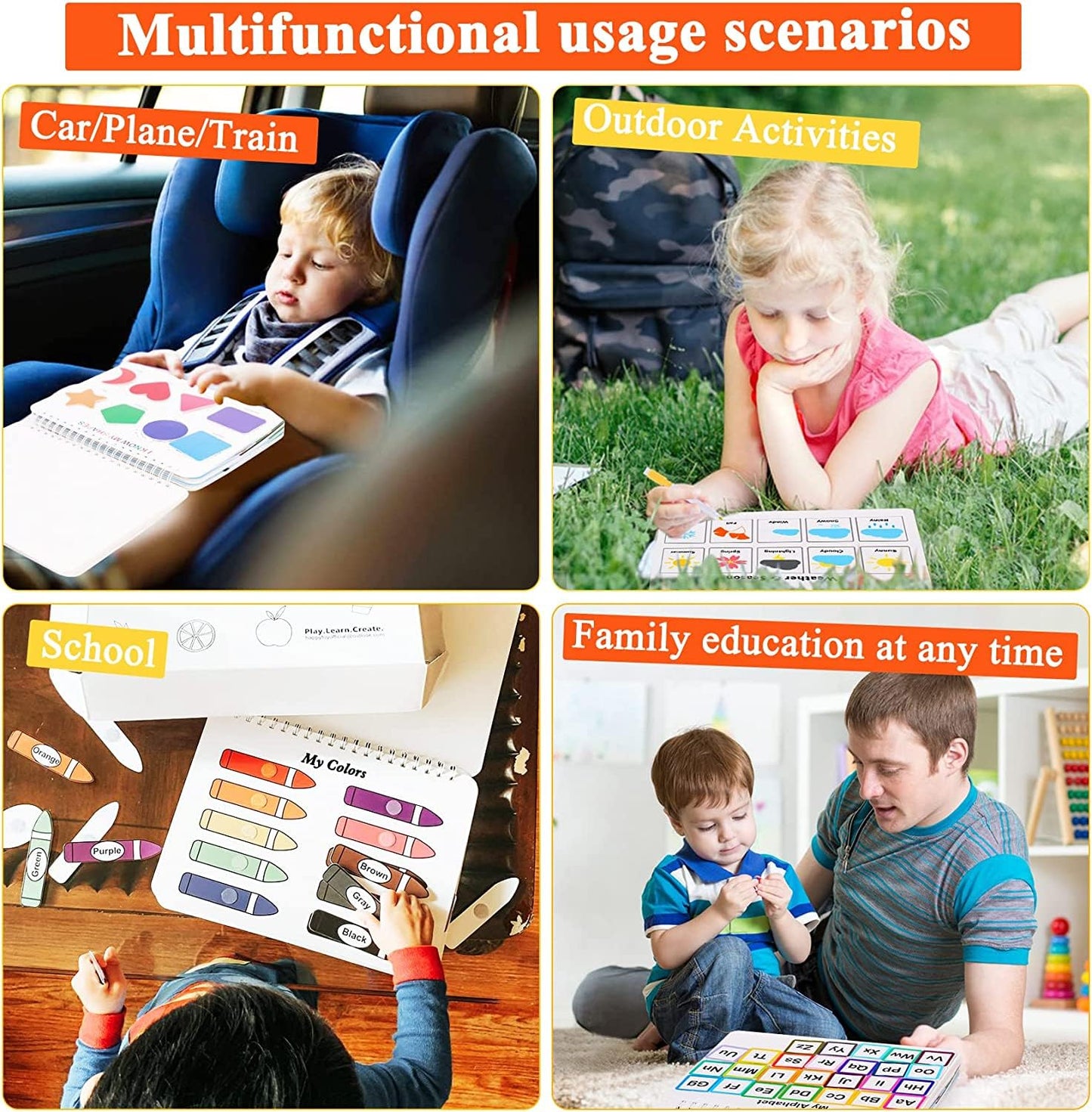 Han-Mm Busy Book For Kids, Montessori Preschool Learning Activities, 30 Themes With 8 Marker, Workbook Activity Binder For Toddl