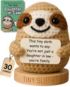 Daughter in Law Gifts - Handmade Crochet Sloth with 30 Cute and Uplifting Signs - Funny Present Ideas from Bonus Father or Mothe